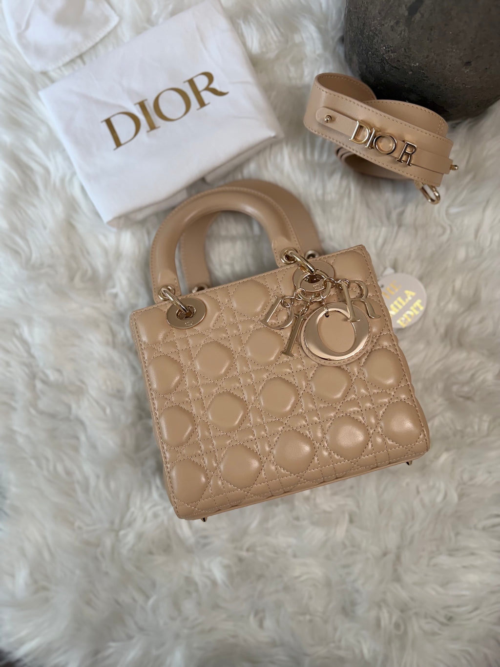 CHRISTIAN DIOR MY LADY D LAMBSKIN CANNAGE WITH LUCKY BADGES