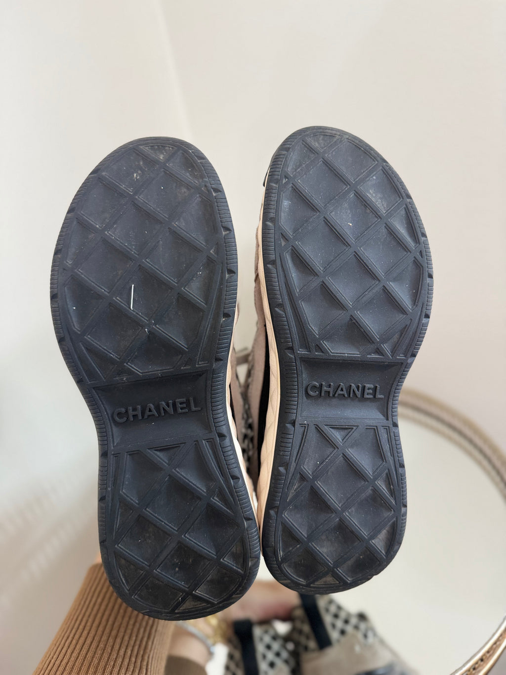 Chanel suede CC interlocking sneakers with Open net
