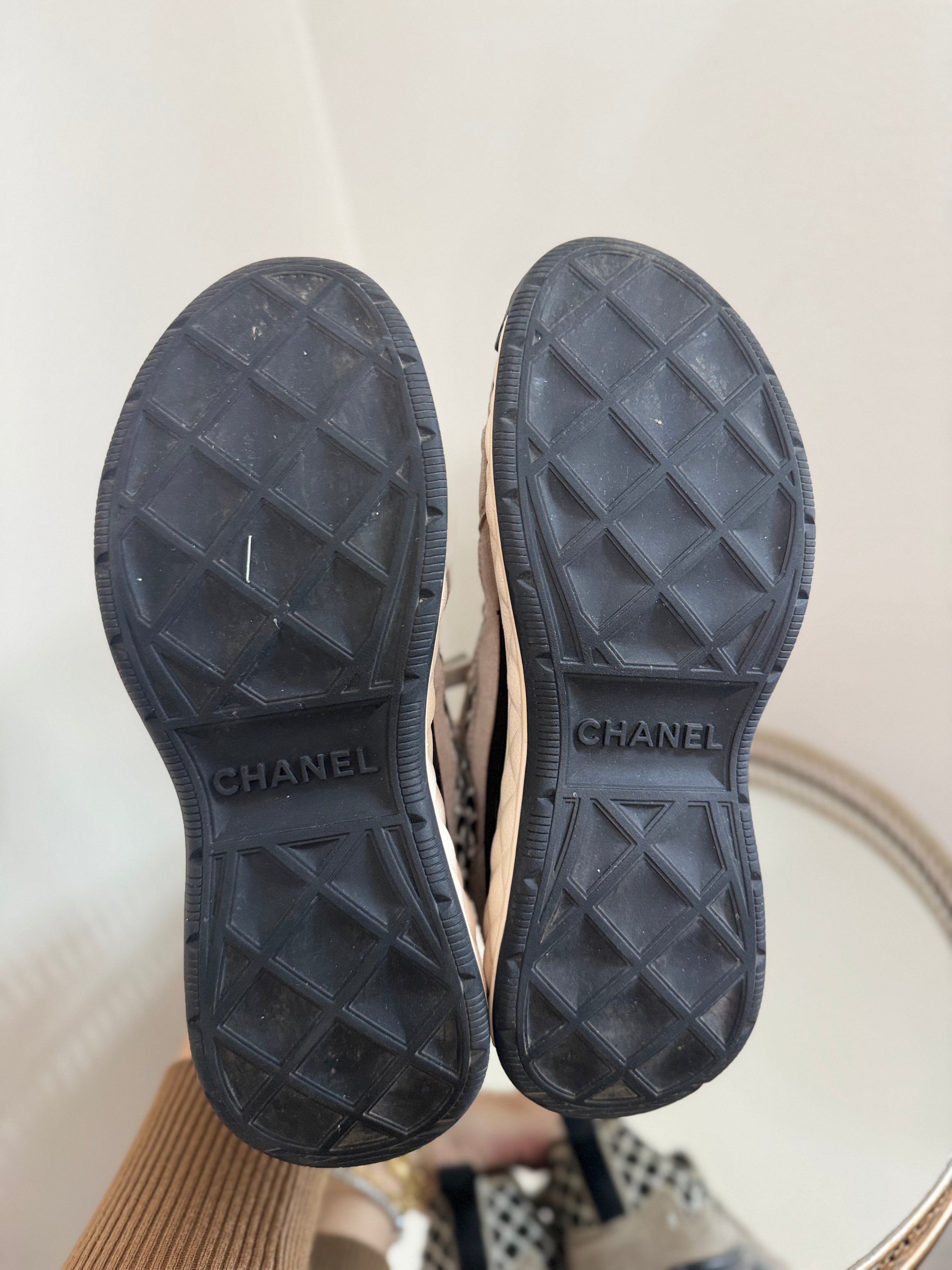 Chanel suede CC interlocking sneakers with Open net
