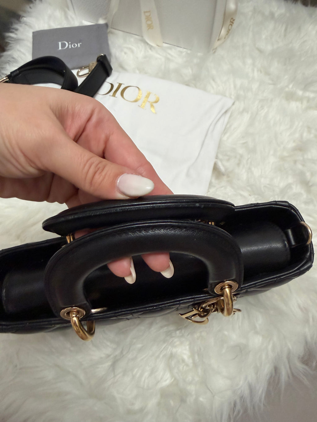 DIOR LADY D-JOY CANNAGE LEATHER BAG