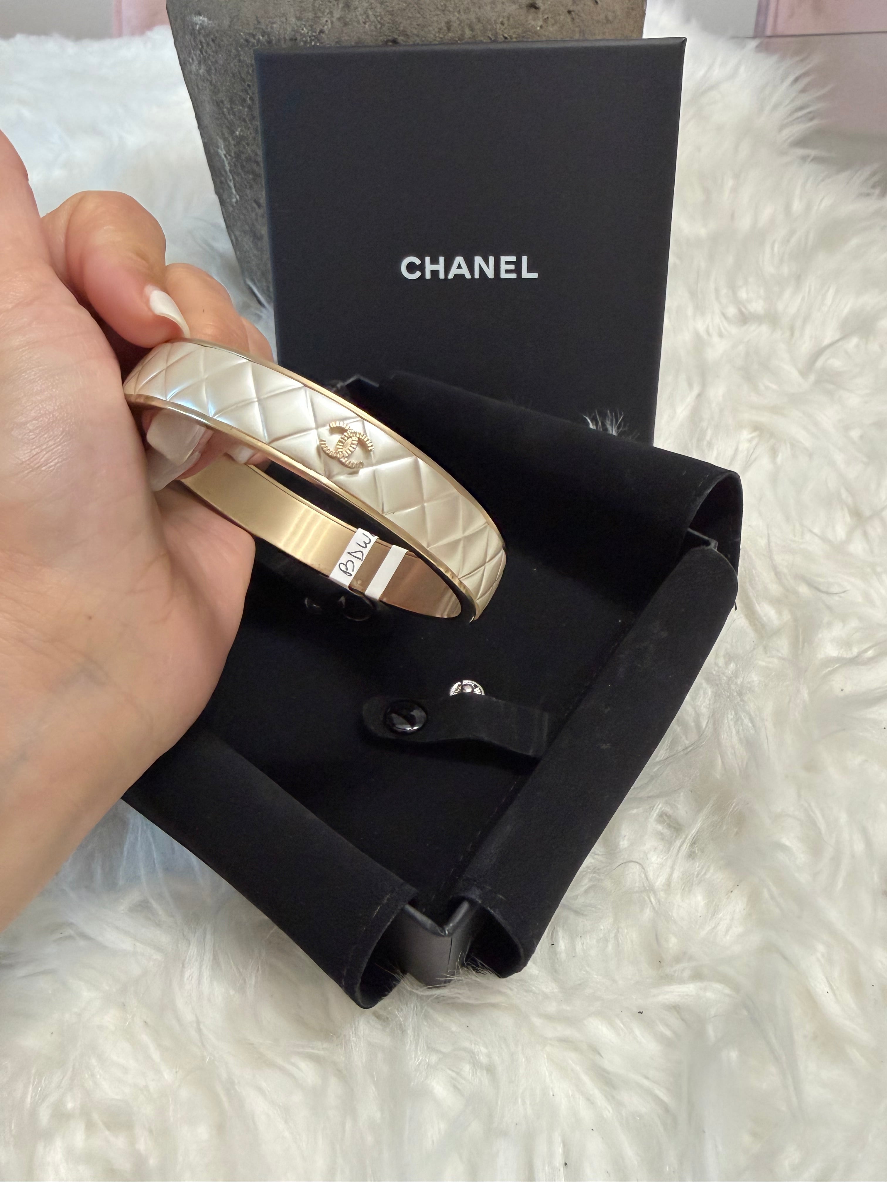 CHANEL CC COMPOSITE GOLD TONE BANGLE