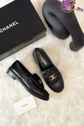 Chanel black lambskin loafers