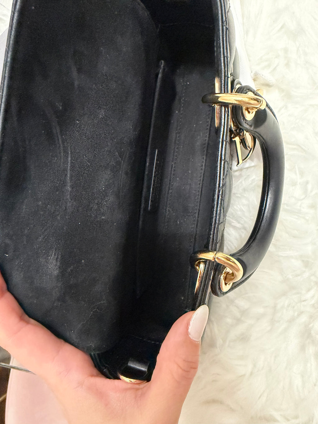 DIOR LADY D-JOY CANNAGE LEATHER BAG