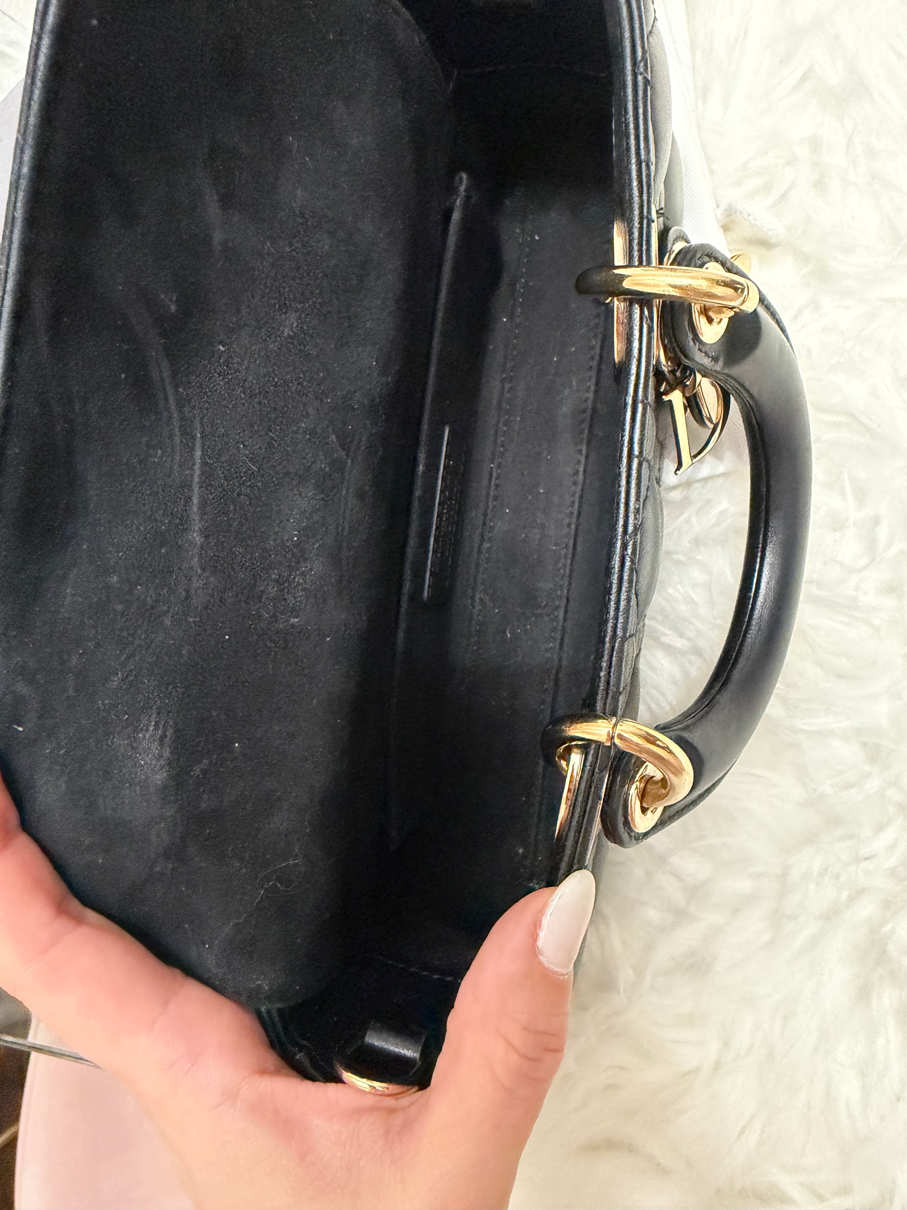 DIOR LADY D-JOY CANNAGE LEATHER BAG