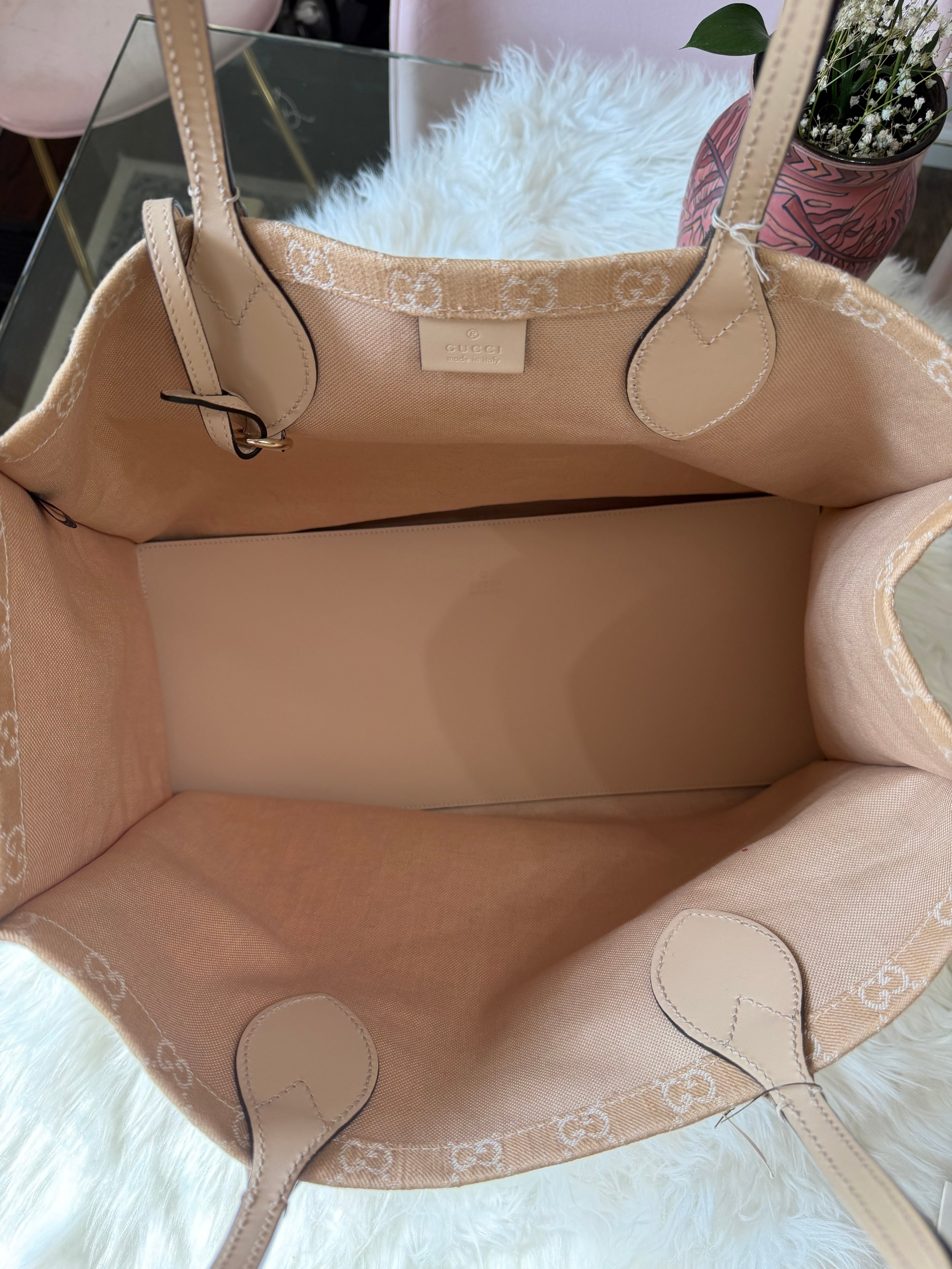 GUCCI DENIM OPHEDIA GG TOTE BAG LARGE