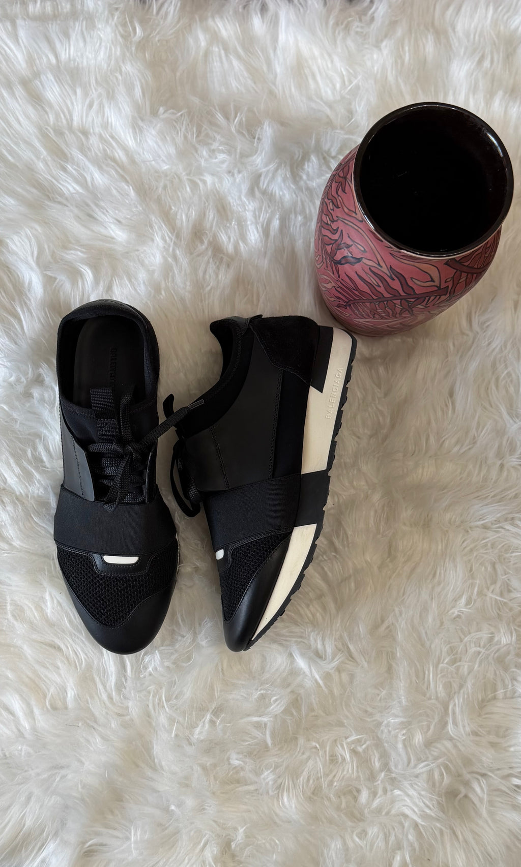 Balenciaga Race Runner mesh and leather sneakers