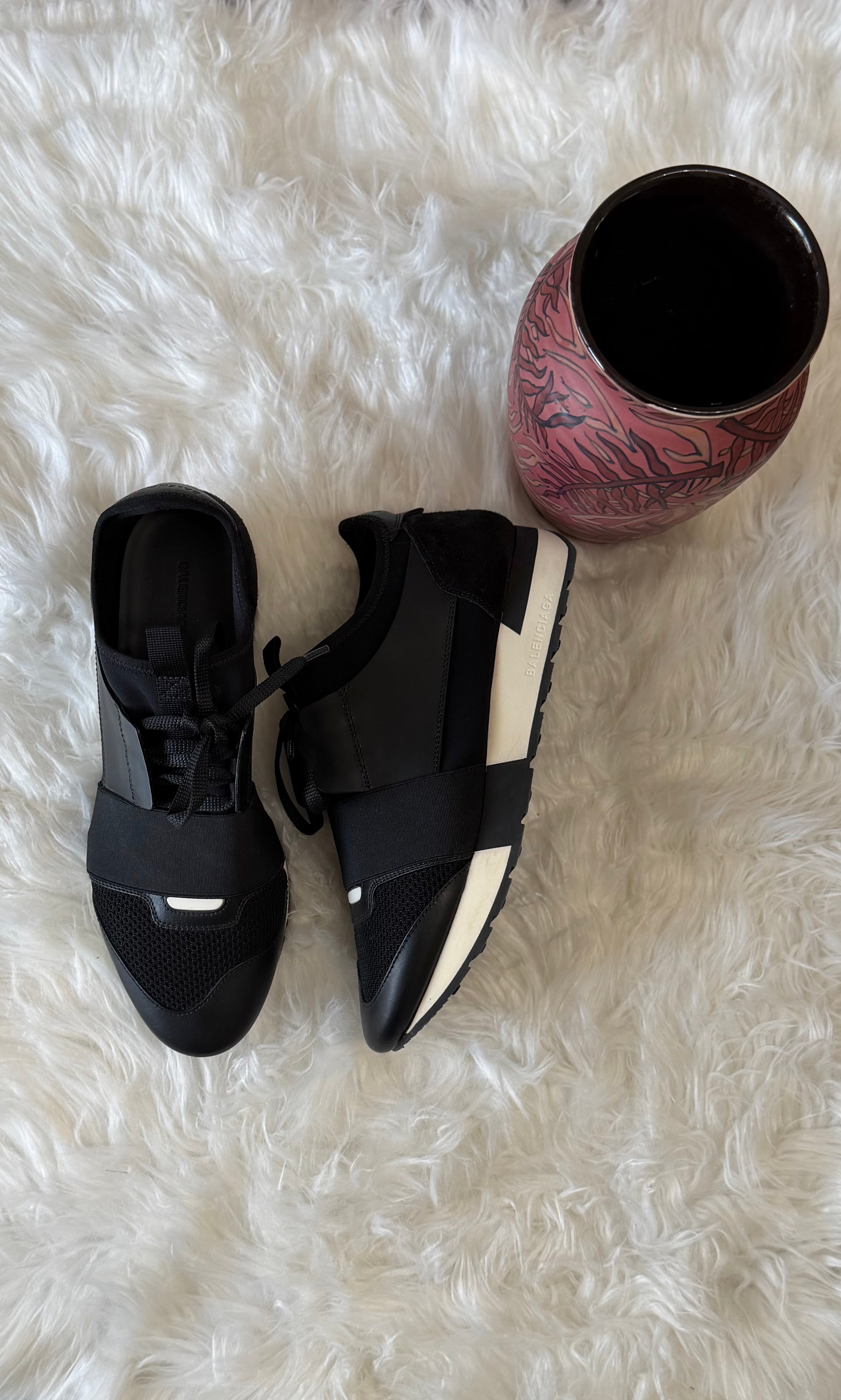 Balenciaga Race Runner mesh and leather sneakers