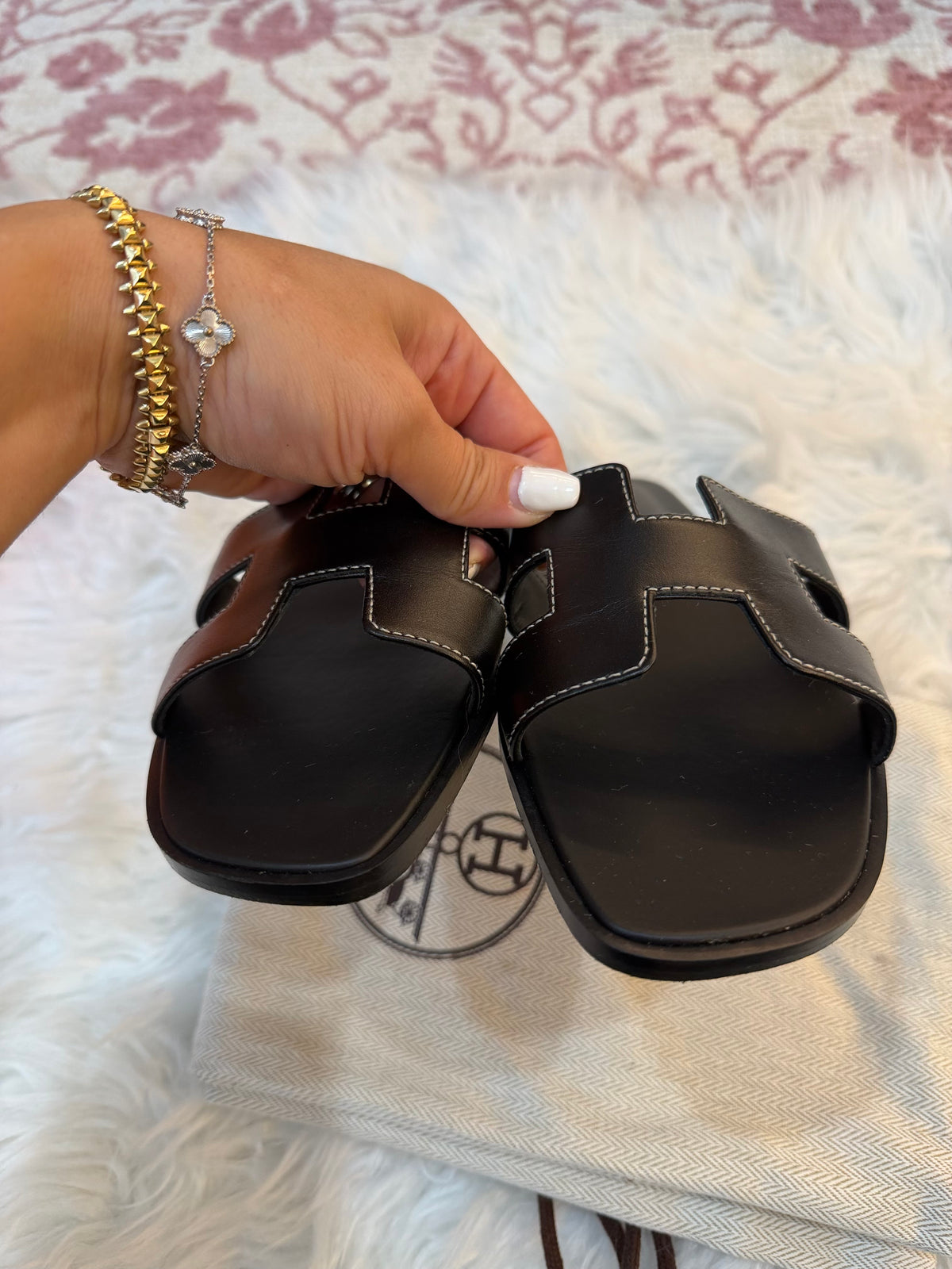 HERMES ORAN SANDALS IN BOX CALFSKIN