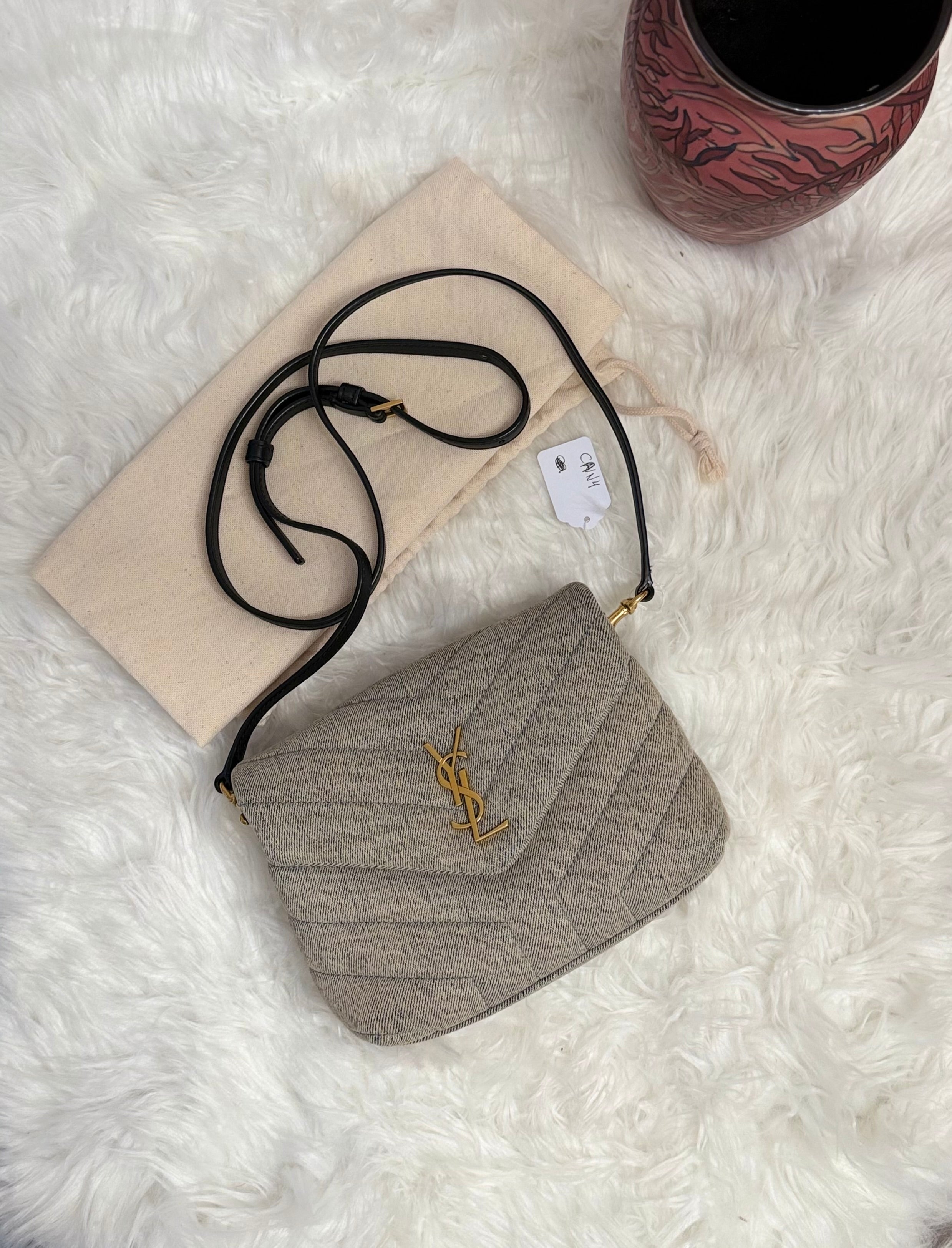 SAINT LAURENT DENIM Y Quilted Monogram Toy Loulou Crossbody Bag