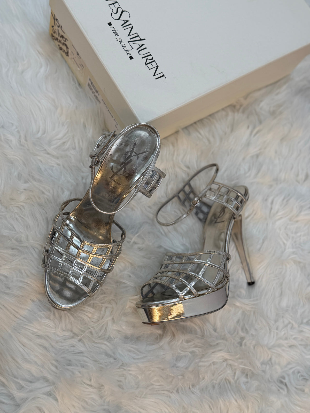 SAINT LAURENT CAGE PLATFORM SANDALS