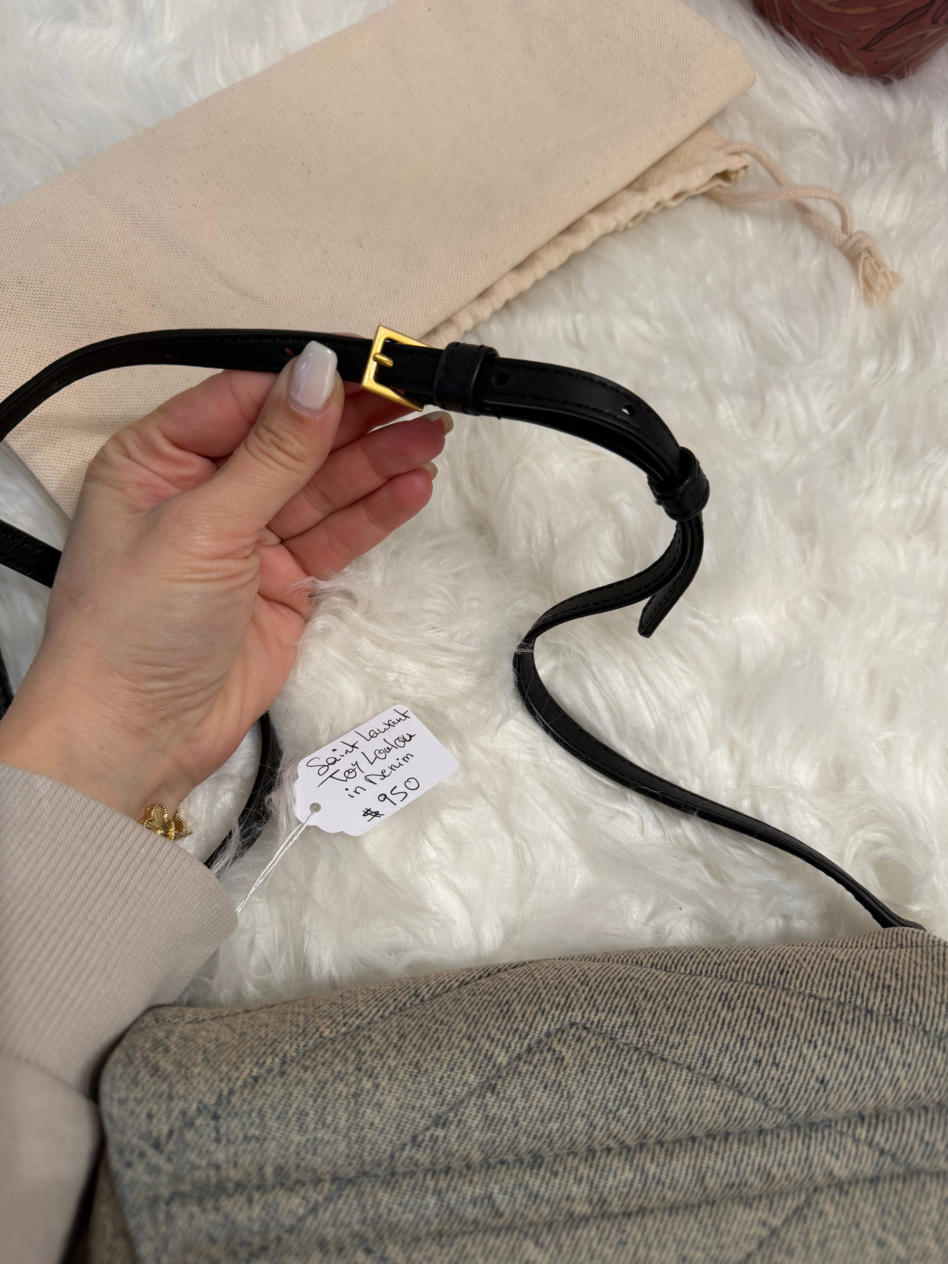 SAINT LAURENT DENIM Y Quilted Monogram Toy Loulou Crossbody Bag