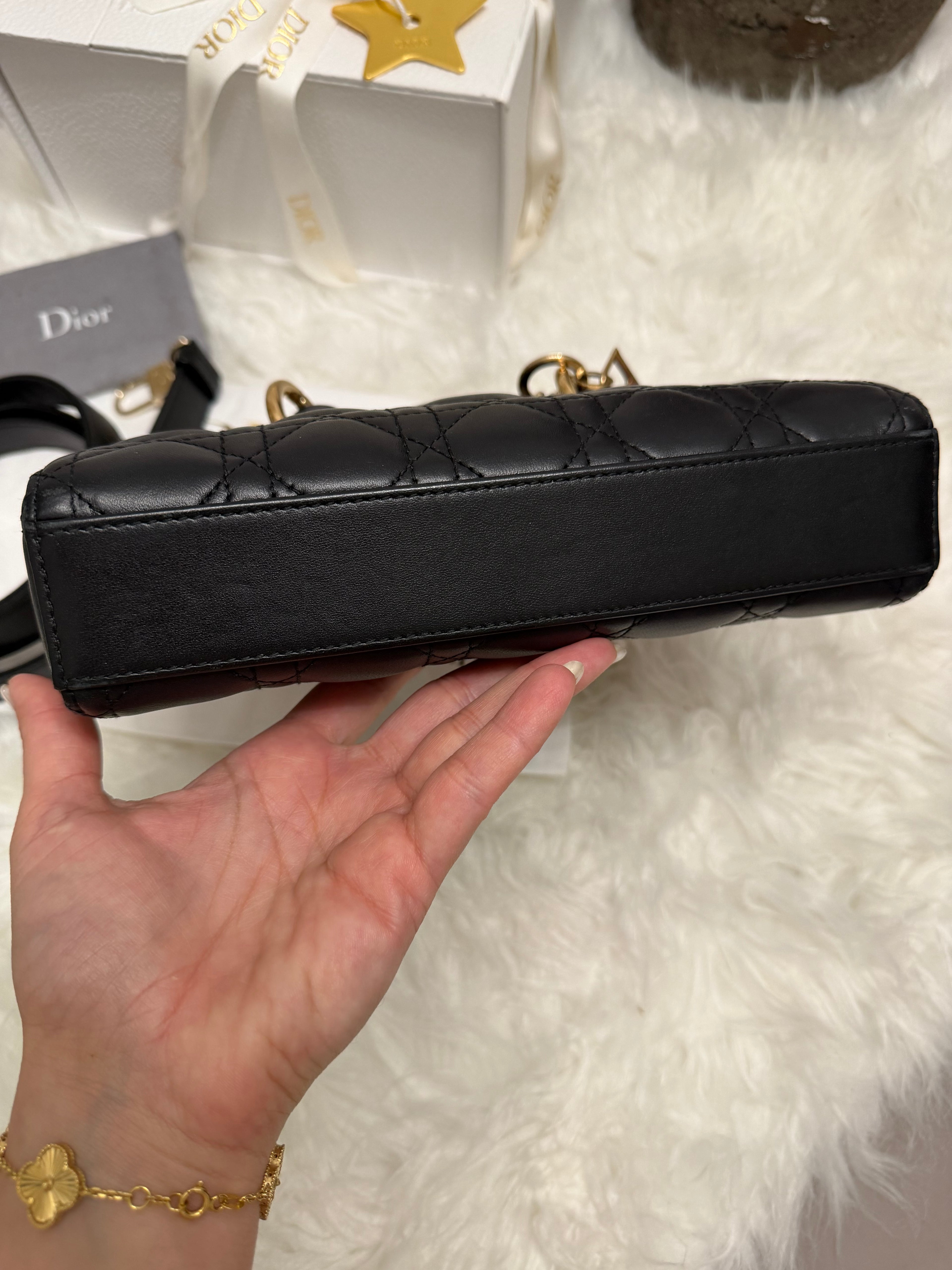 DIOR LADY D-JOY CANNAGE LEATHER BAG