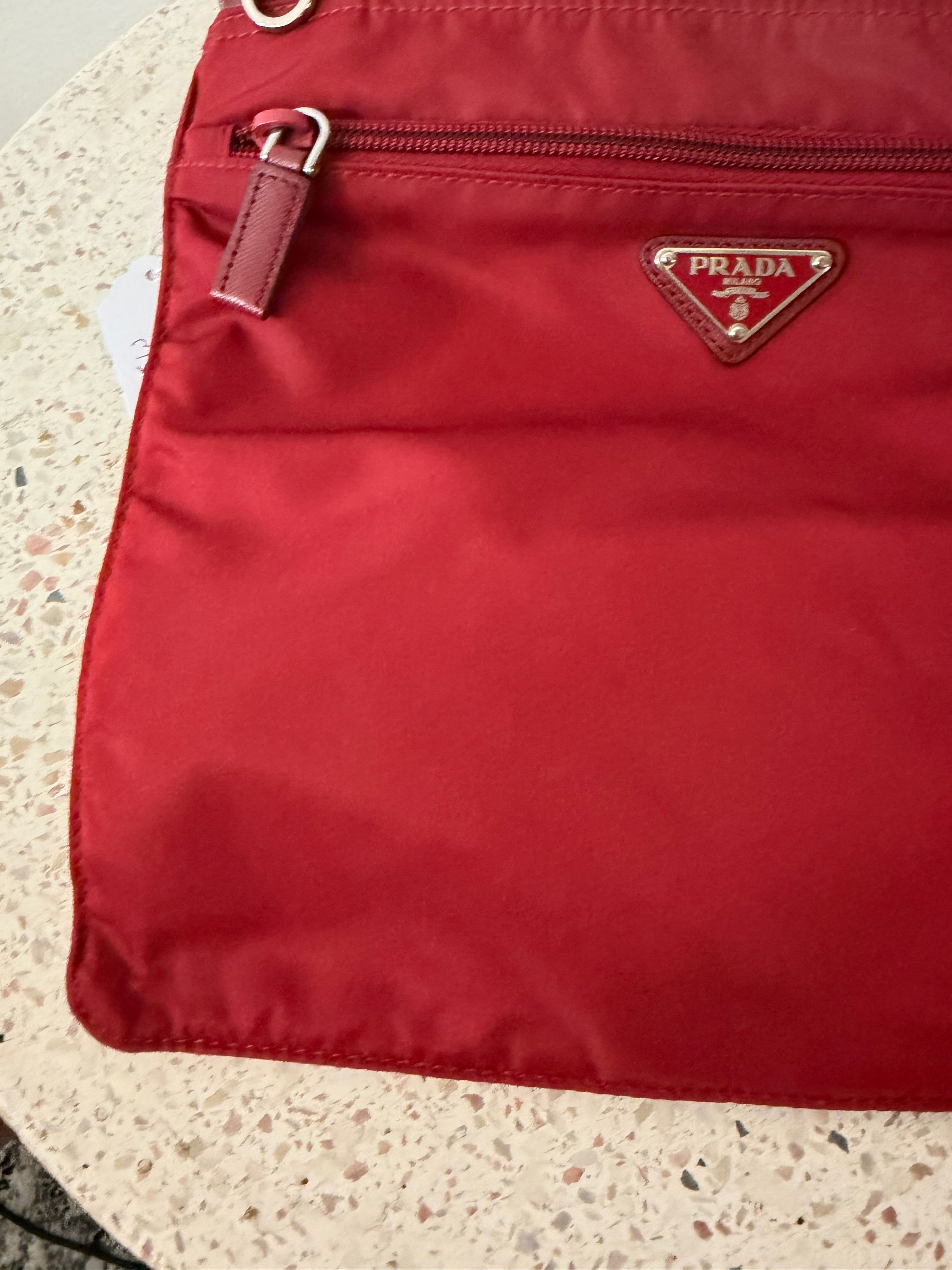 Prada Nylon Triangle Logo Vintage Messenger Bag