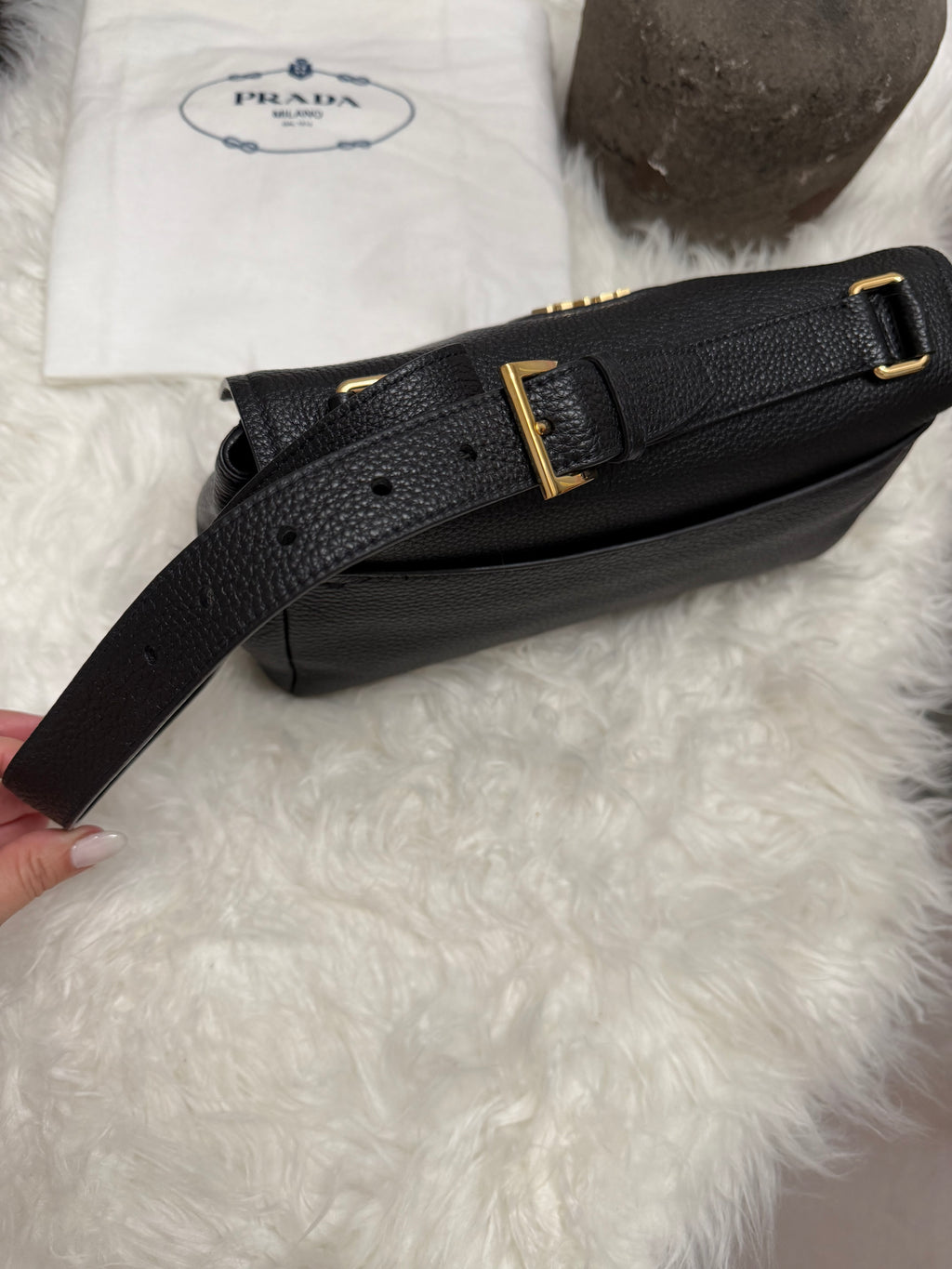 PRADA LEATHER SHOULDER BAG