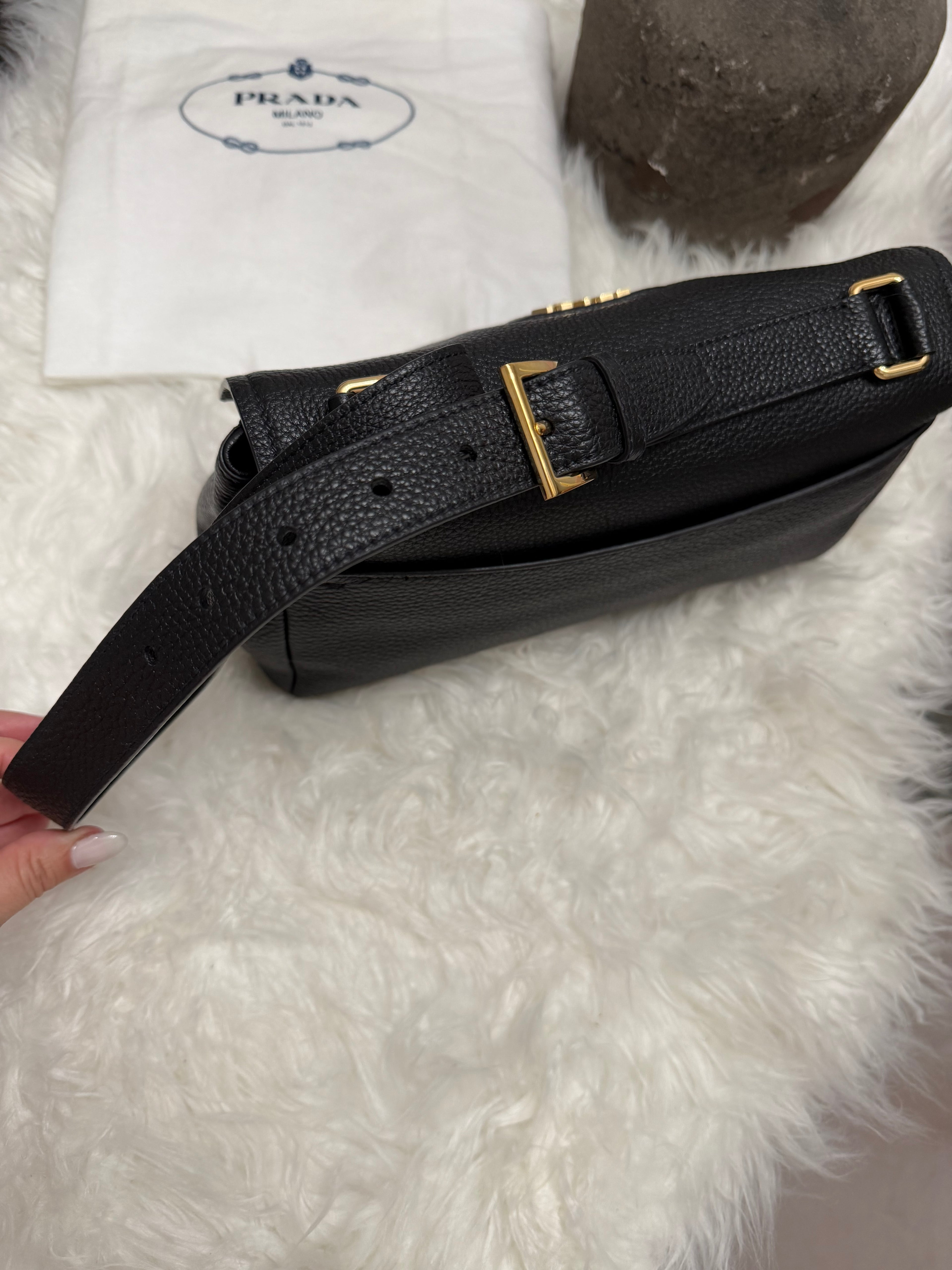 PRADA LEATHER SHOULDER BAG