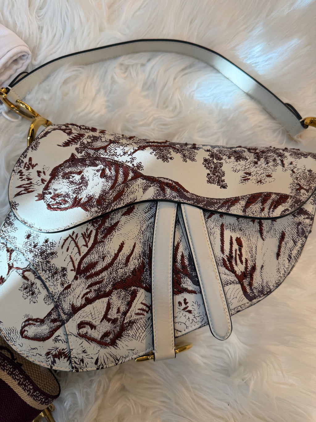 DIOR MEDIUM SADDLE TOILE DE JOUR TIGER EMBROIDERED CALFSKIN