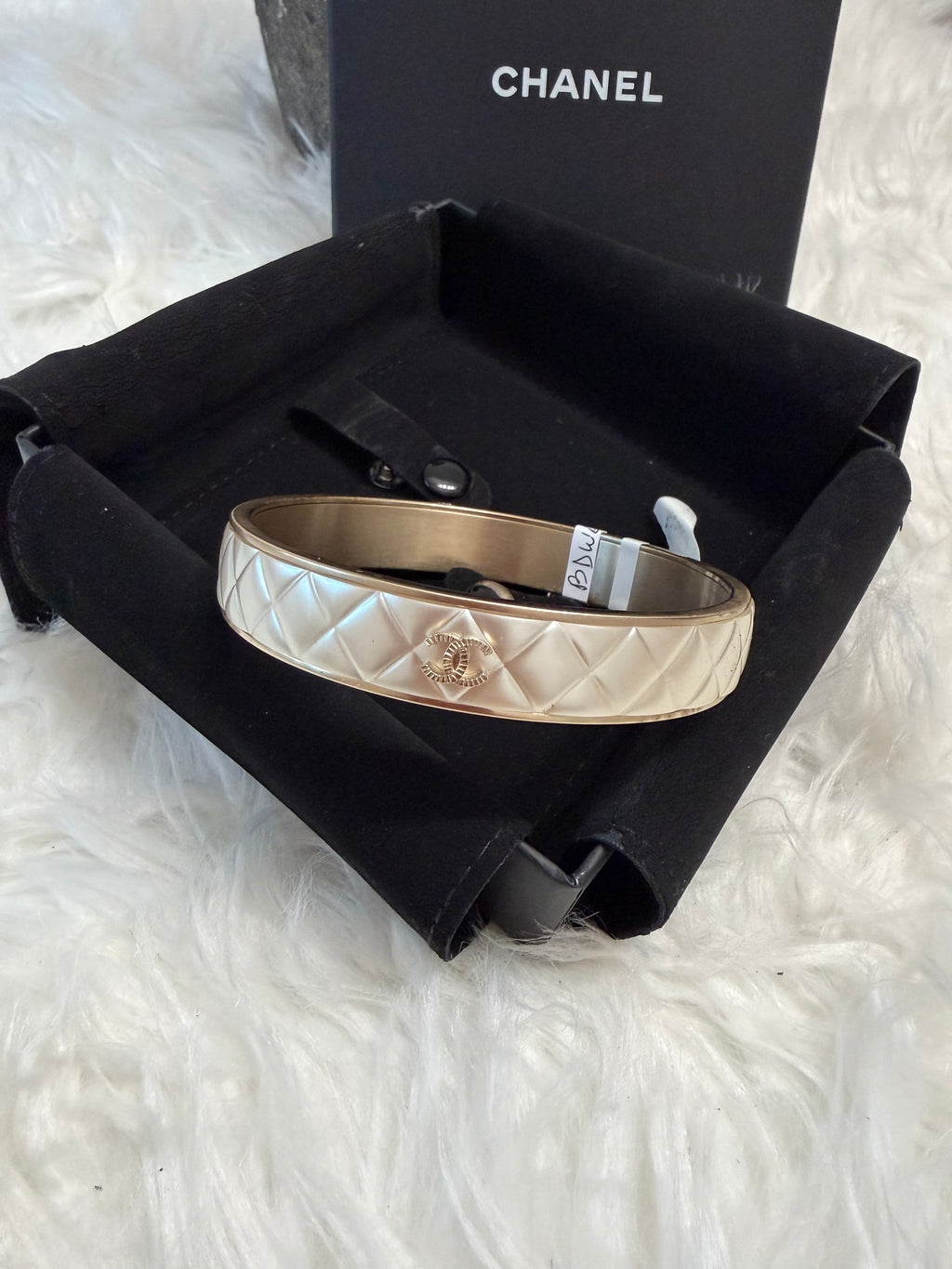 CHANEL CC COMPOSITE GOLD TONE BANGLE