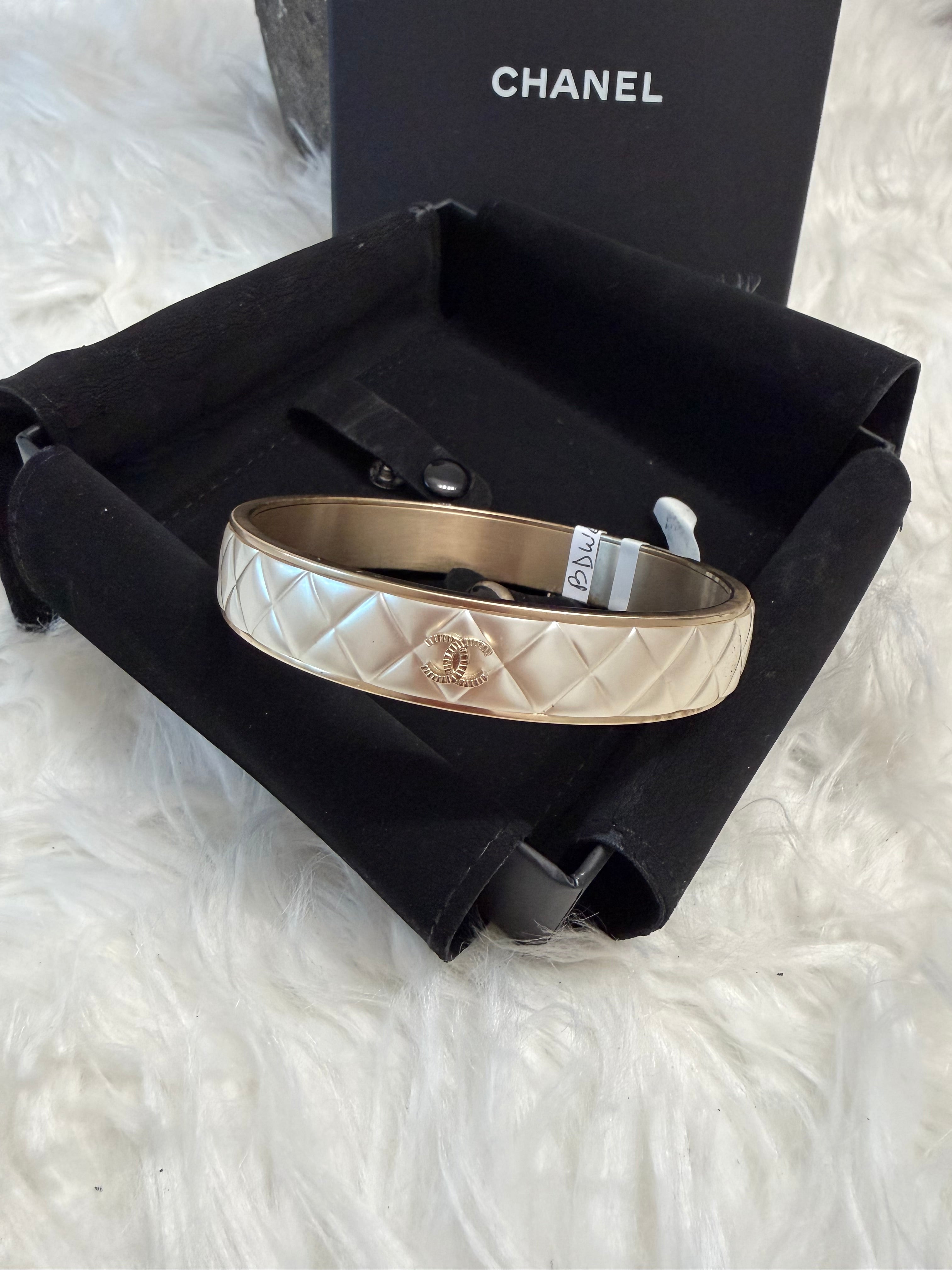 CHANEL CC COMPOSITE GOLD TONE BANGLE