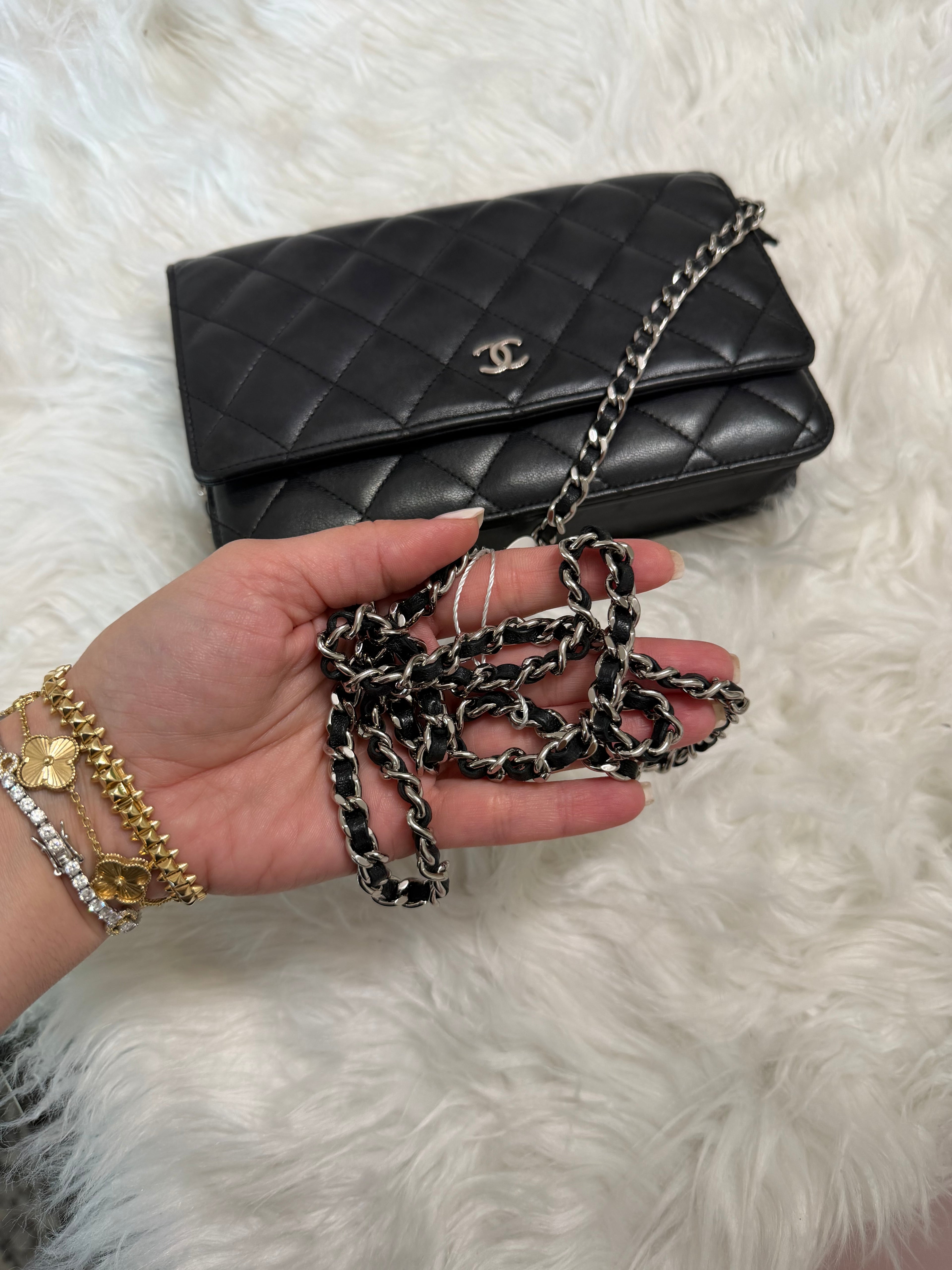 CHANEL LAMBSKIN WALLET ON CHAIN