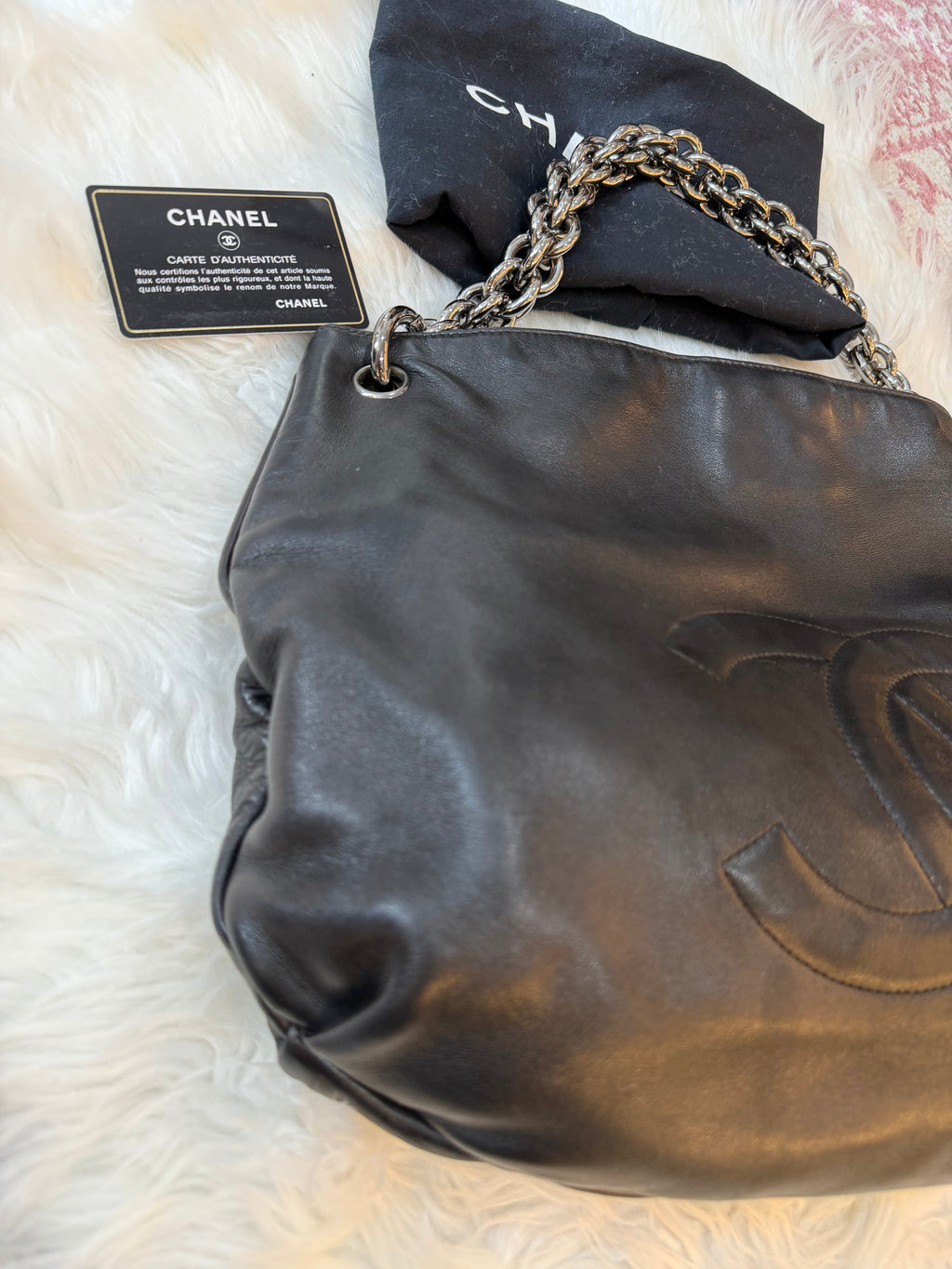 CHANEL LAMBSKIN CHAIN HOBO BAG