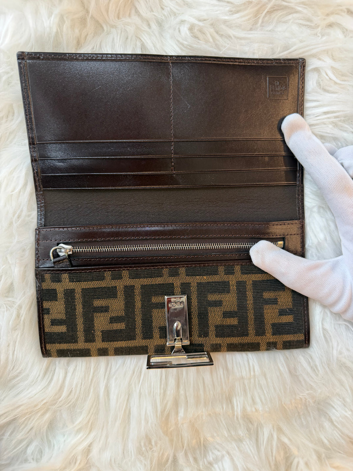 FENDI ZUCCA FF LONG WALLET CLUTCH CANVAS