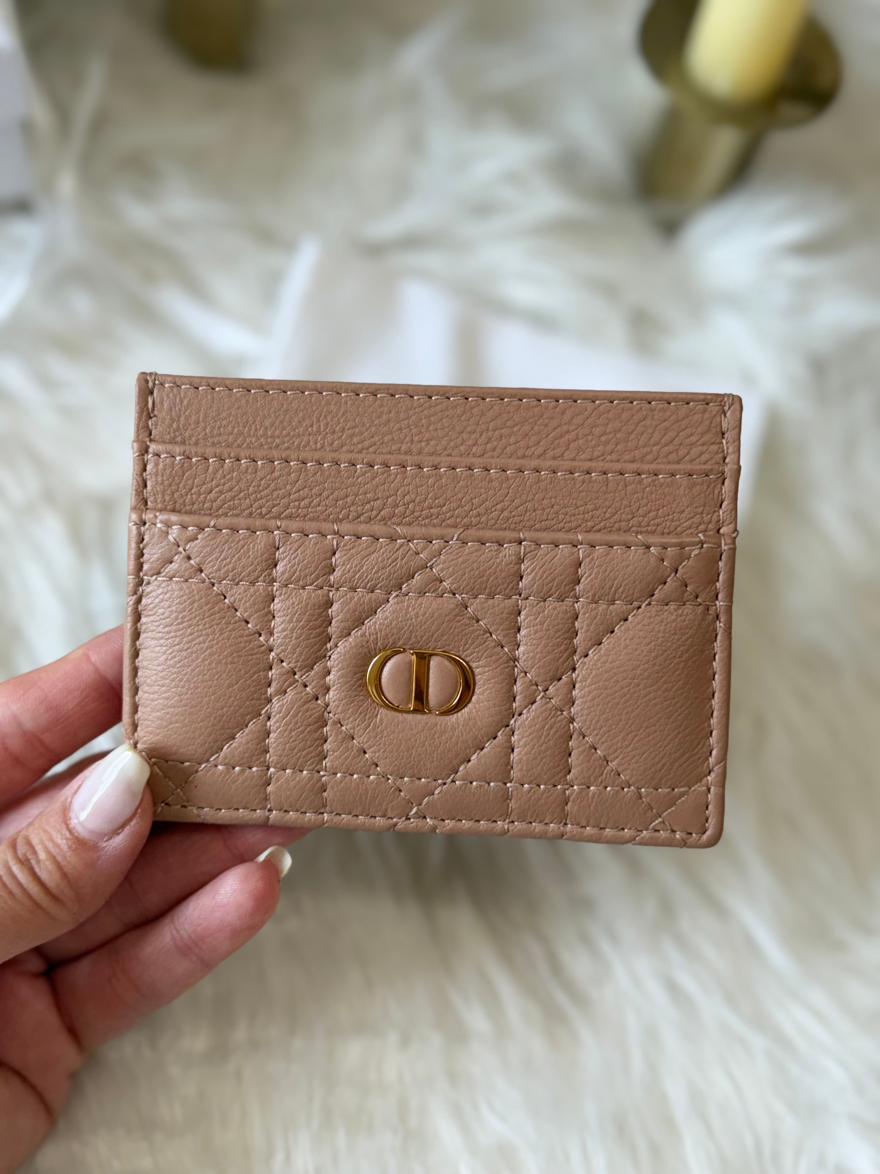 CHRISTIAN DIOR CARO FREESIA CARD HOLDER CANNAGE CALFSKIN