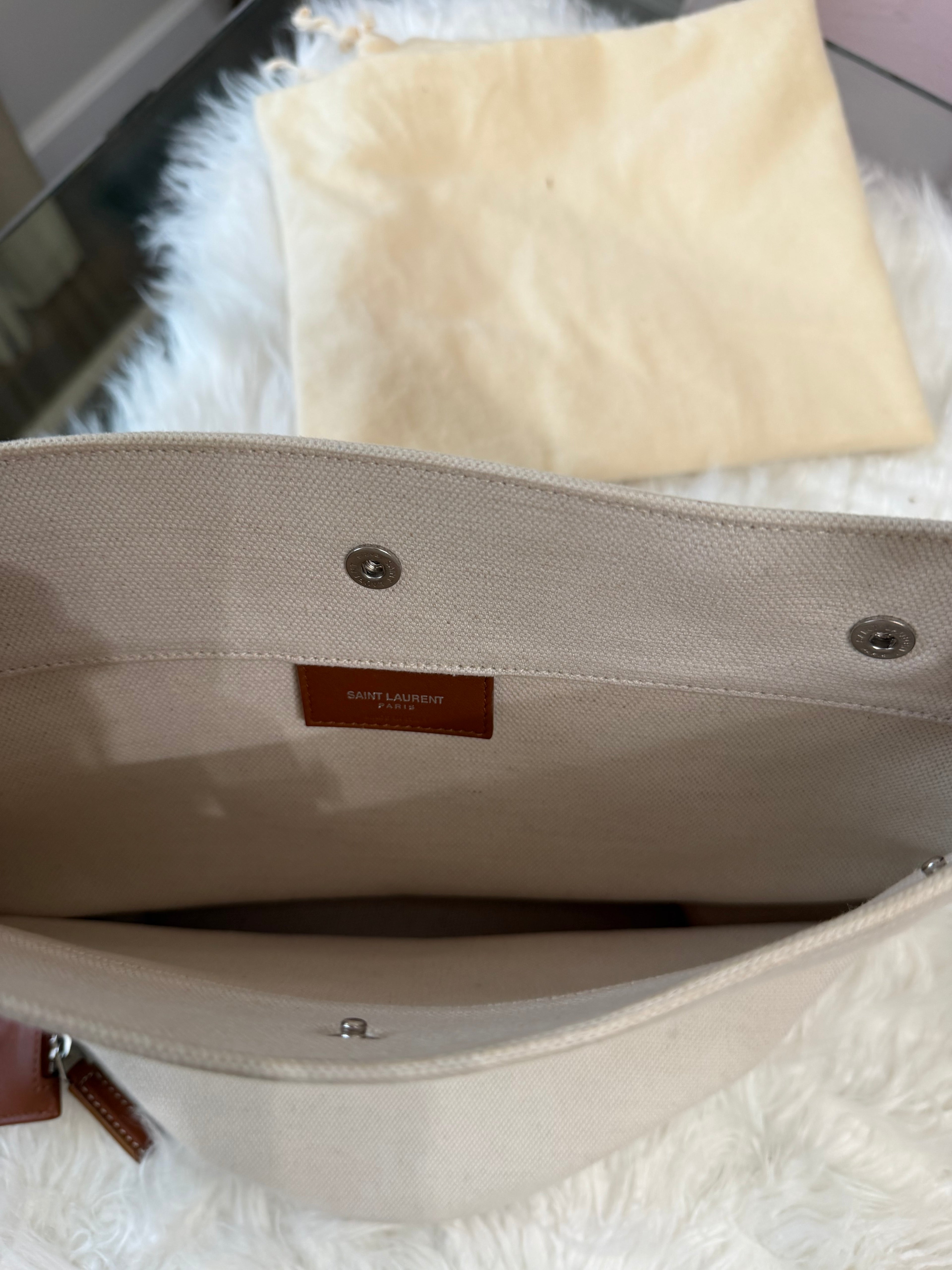 SAINT LAURENT RIVE GAUCHE LINEN BUCKET BAG