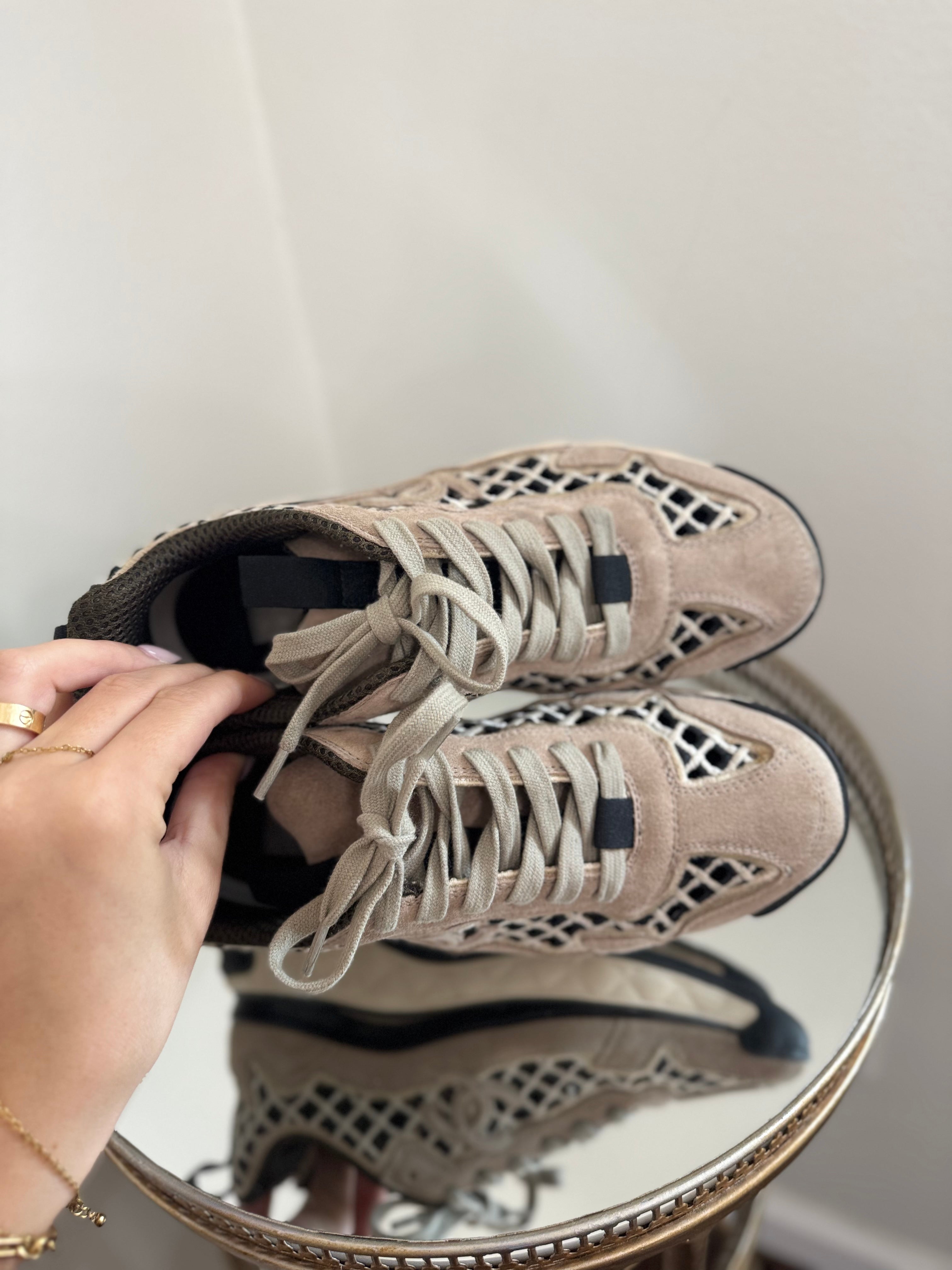 Chanel suede CC interlocking sneakers with Open net