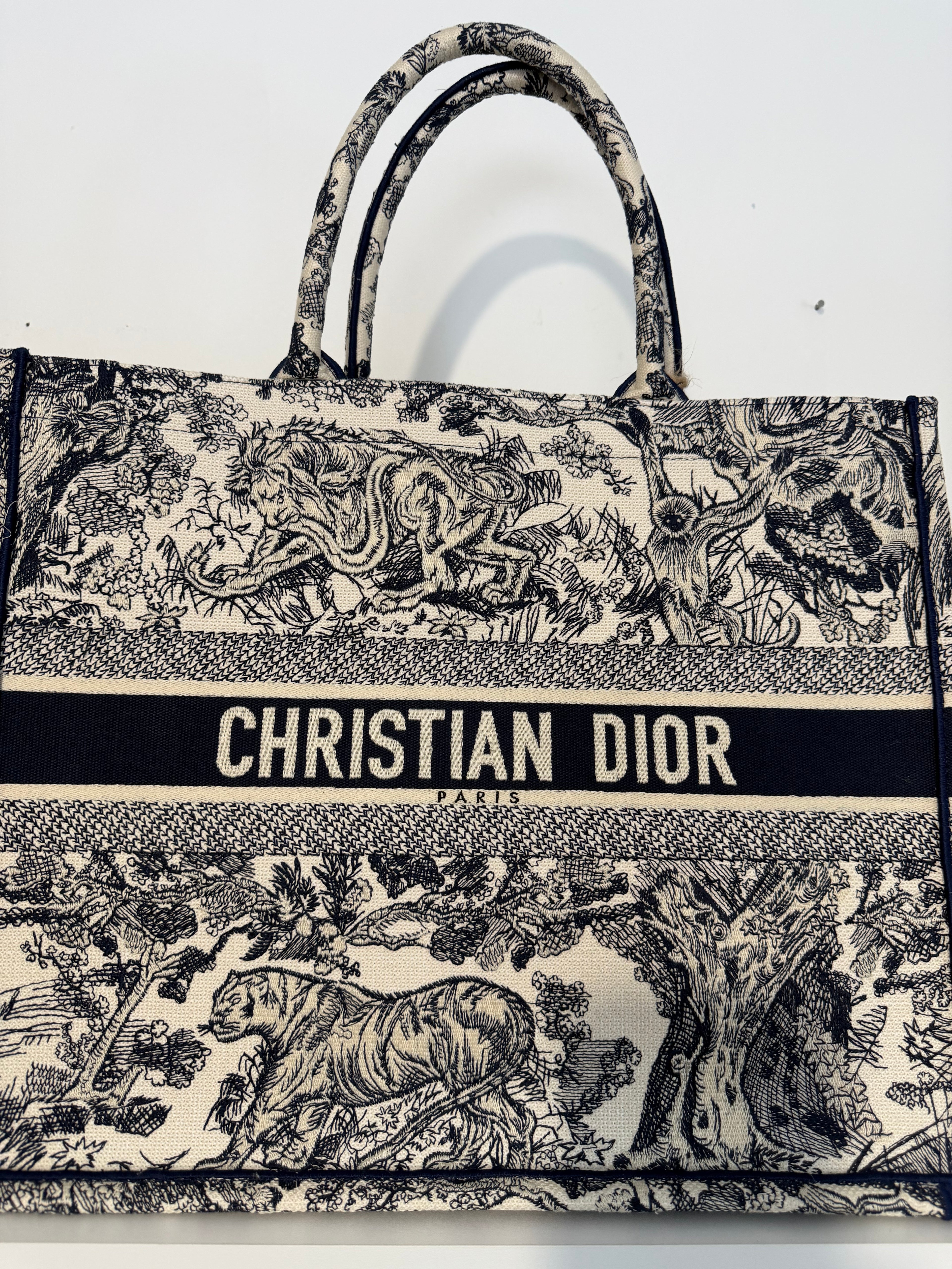 CHRISTIAN DIOR BOOK TOTE ENBROIDERED CANVAS