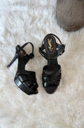SAINT LAURENT TRIBUTE PATENT LEATHER PLATFORM SANDALS