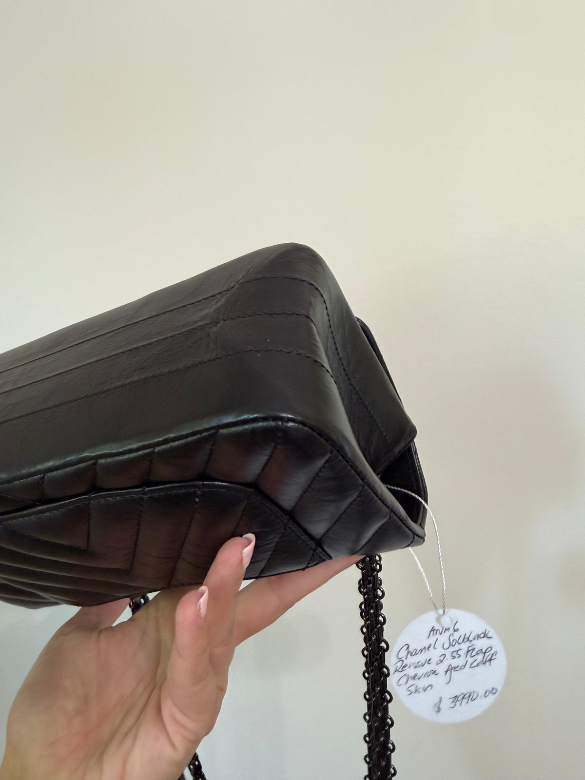 CHANEL SO BLACK REISSUE 2.55 FLAP CHEVRON AGED CALFSKIN