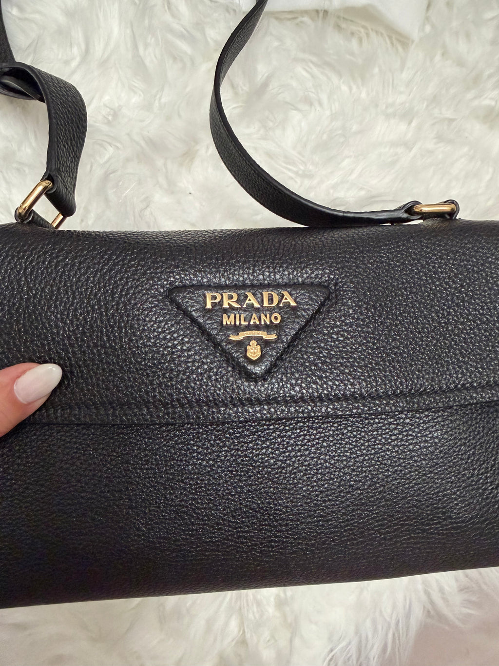 PRADA LEATHER SHOULDER BAG