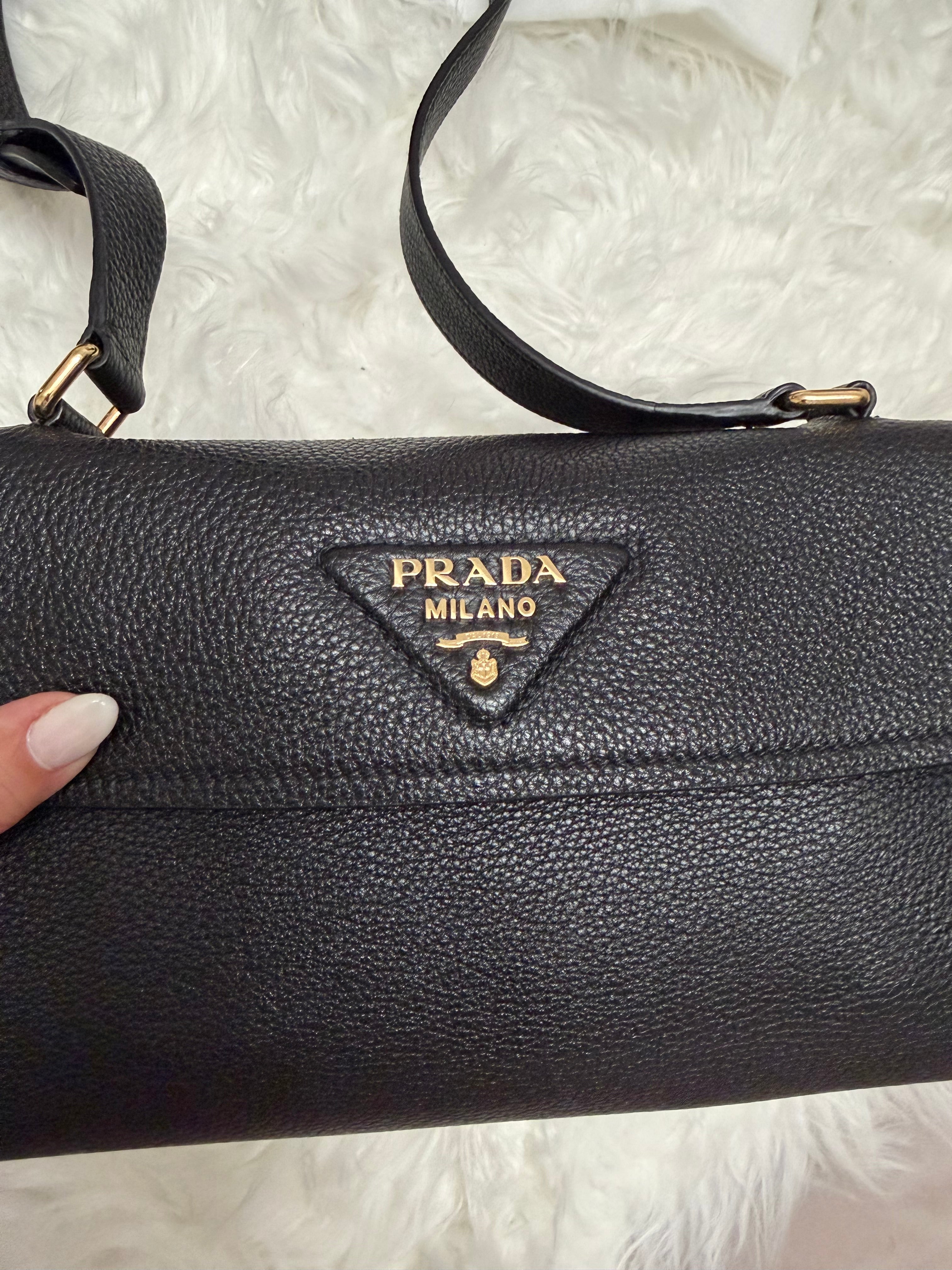 PRADA LEATHER SHOULDER BAG