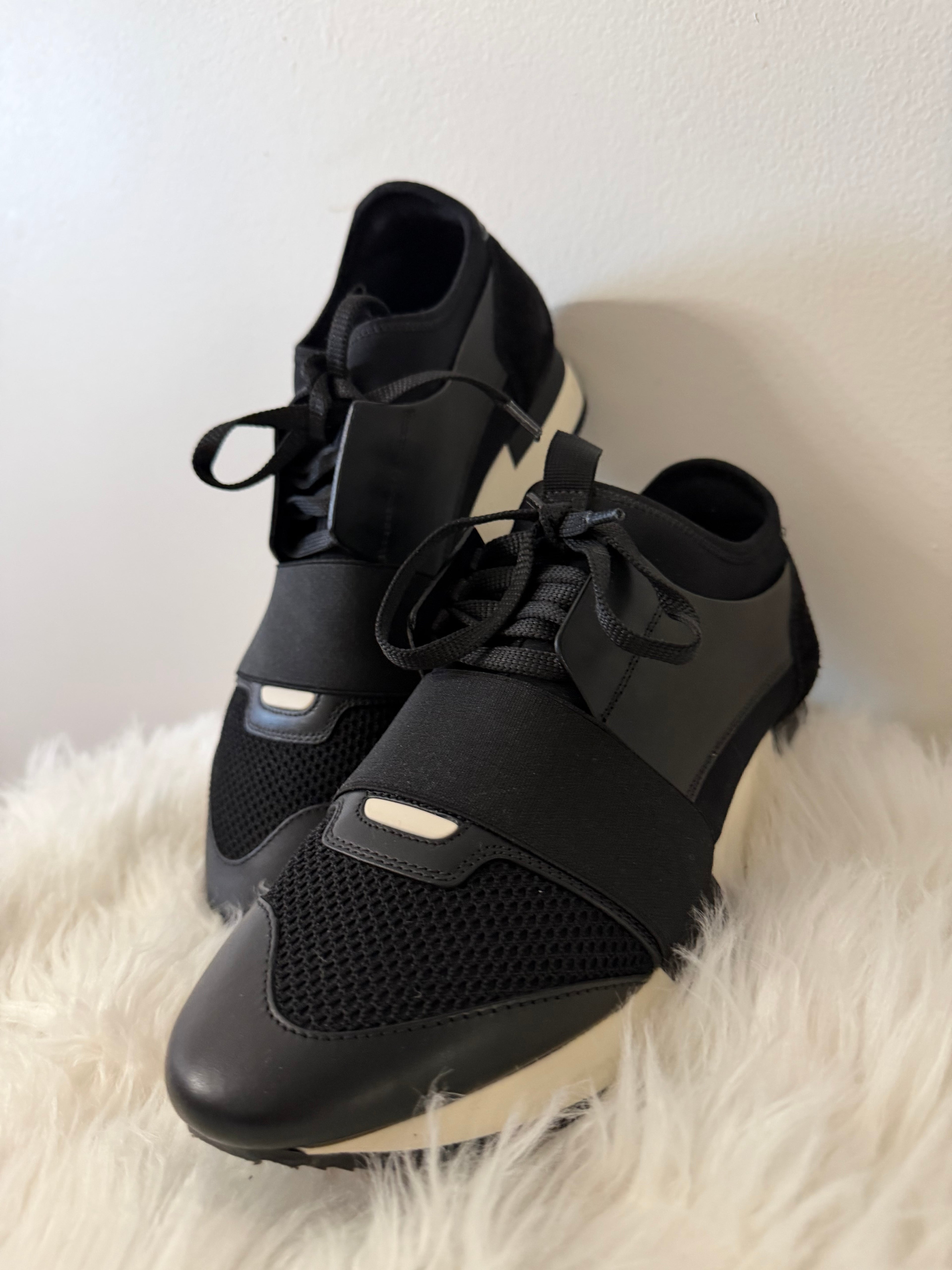 Balenciaga Race Runner mesh and leather sneakers