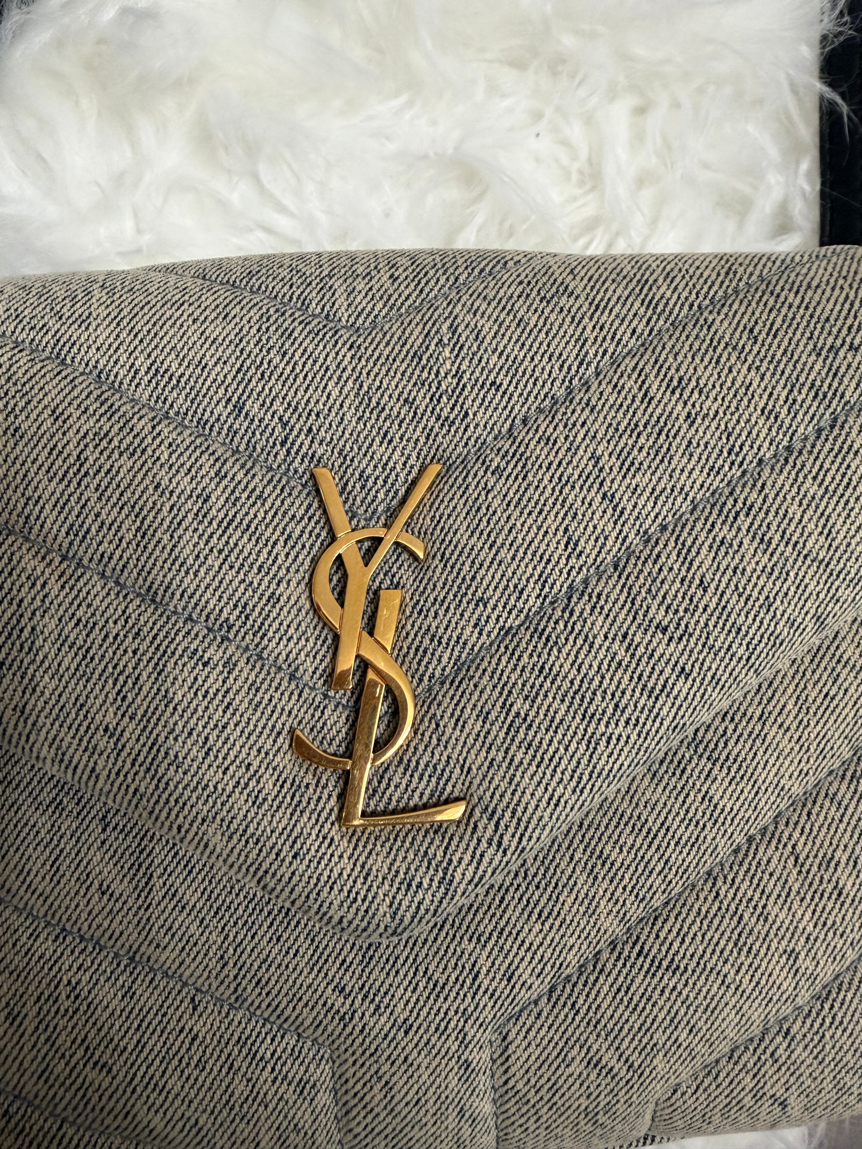 SAINT LAURENT DENIM Y Quilted Monogram Toy Loulou Crossbody Bag