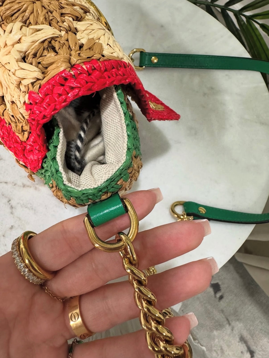Gucci Marmont Small Bag Raffia Shoulder Bag/Crossbody