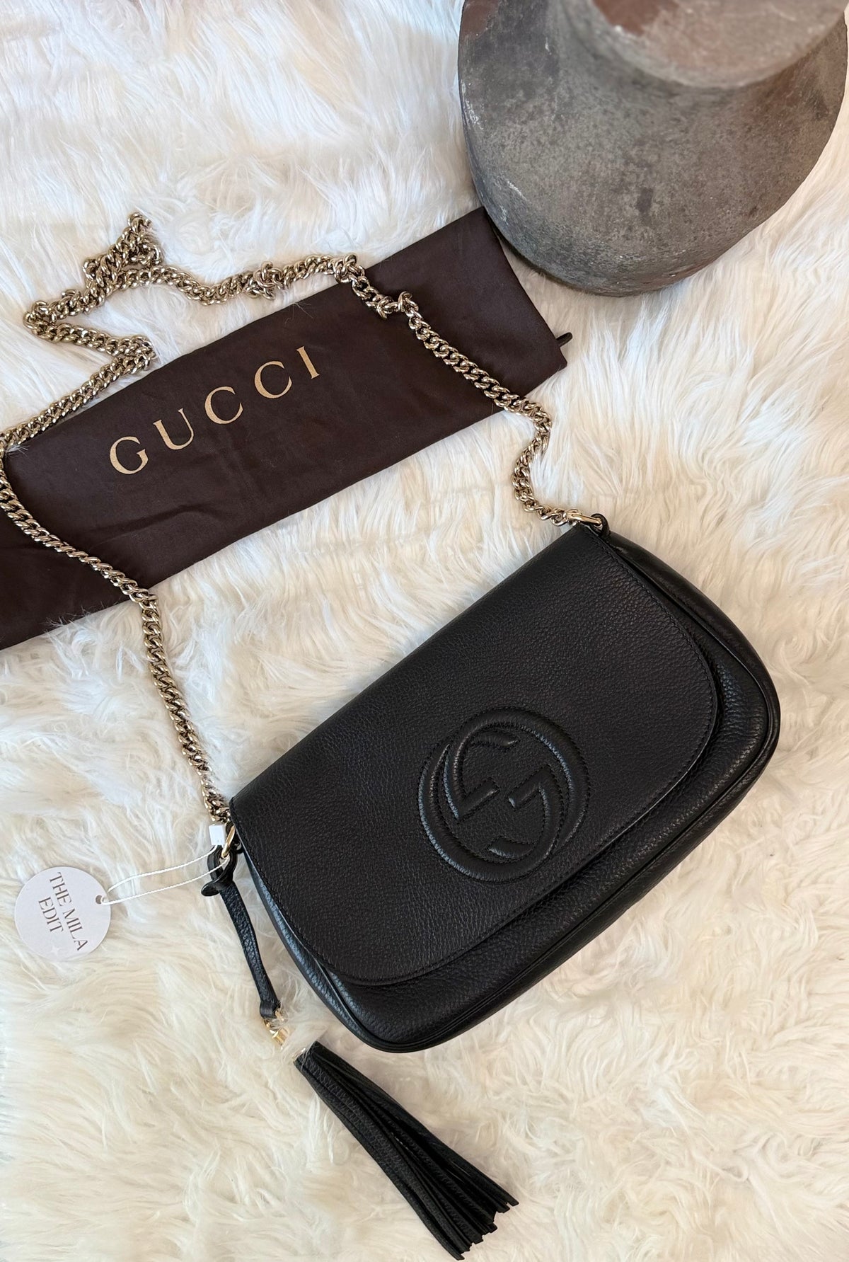 GUCCI SOHO CHAIN CROSSBODY MEDIUM LEATHER BAG