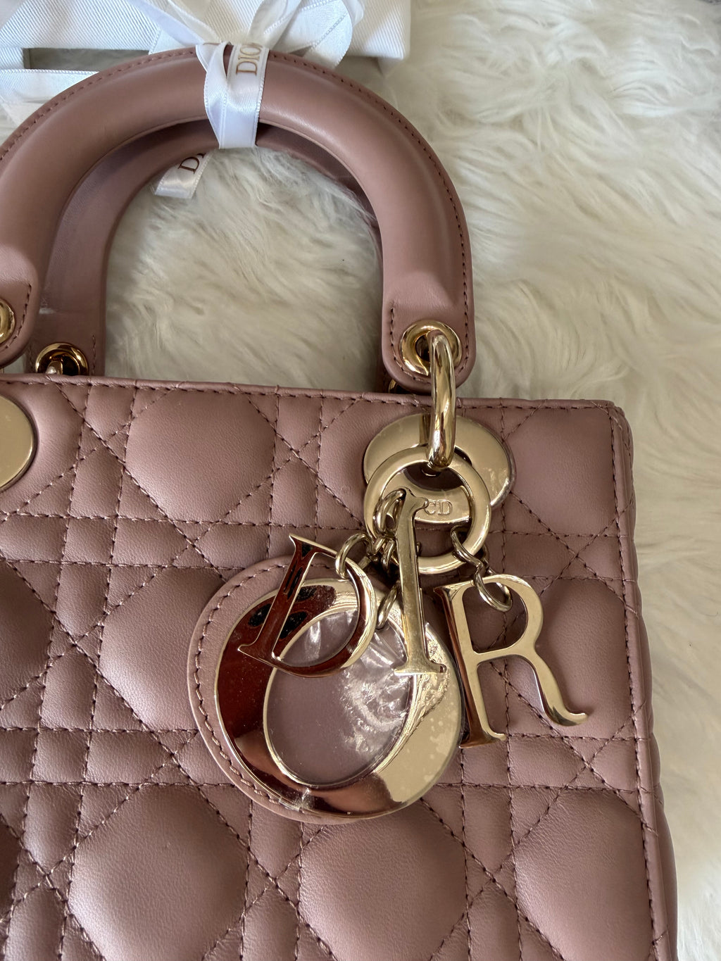 CHRISTIAN DIOR MY LADY D LAMBSKIN CANNAGE WITH LUCKY BADGES
