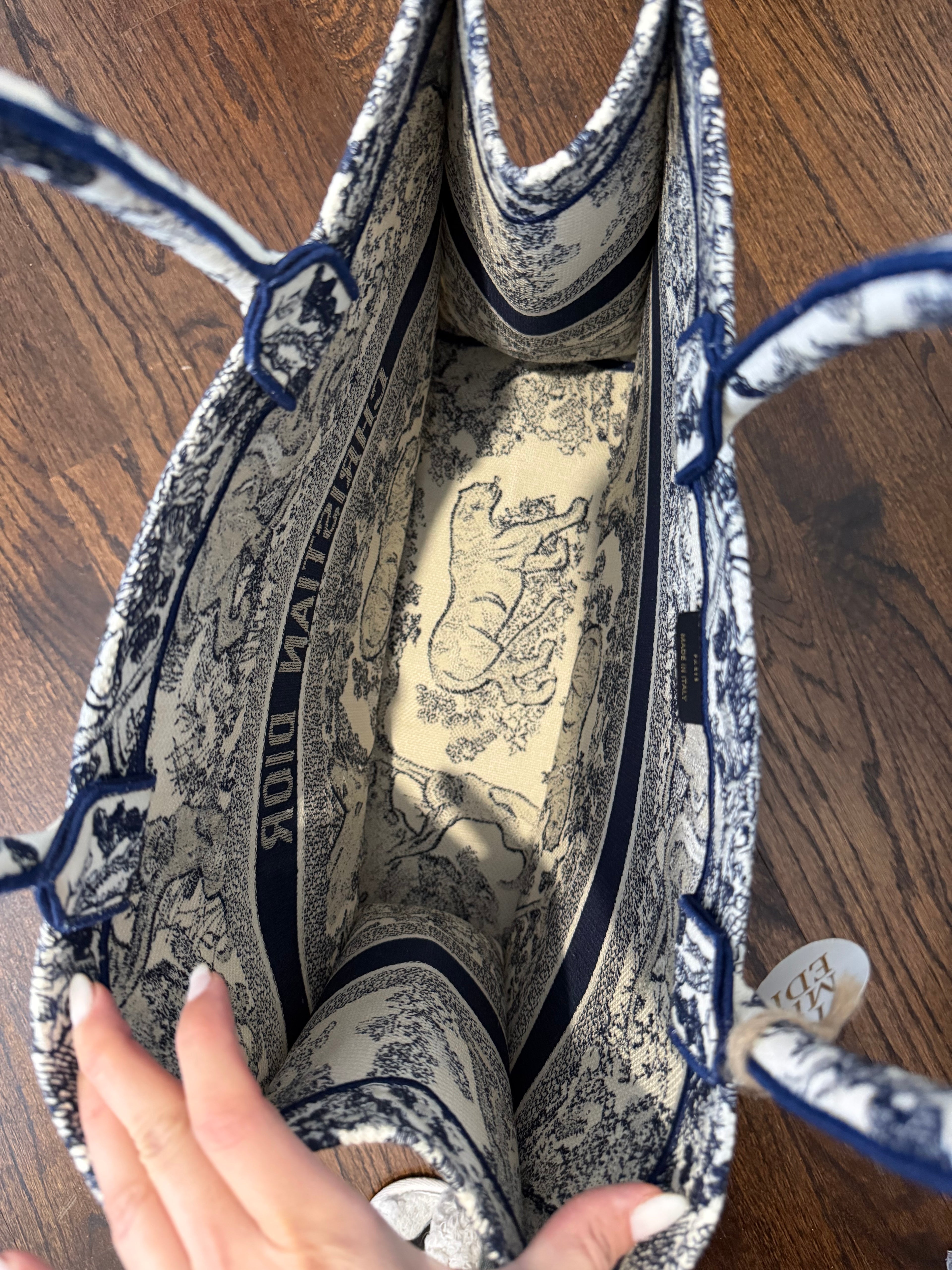 CHRISTIAN DIOR BOOK TOTE ENBROIDERED CANVAS