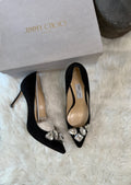 JIMMY CHOO MARVEL VELVET PUMPS WITH CRYSTAL ON POINTE TOE