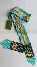GUCCI GREEN POLKA DOT SILK HEADBAND