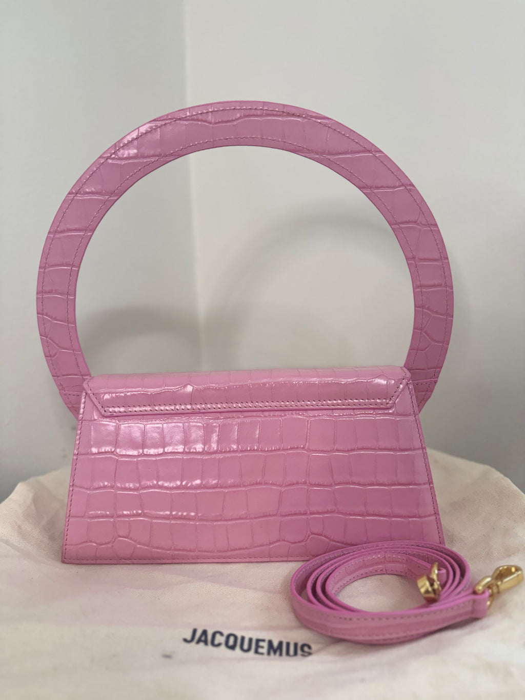 JACQUEMUS Le Sac Rond Croc-Embossed BAG