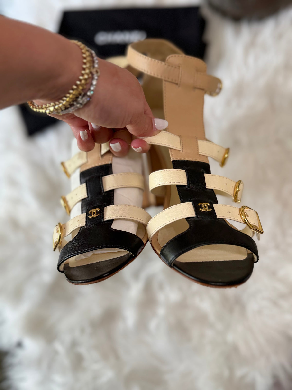CHANEL GLADIATOR STYLE LEATHER SANDAL