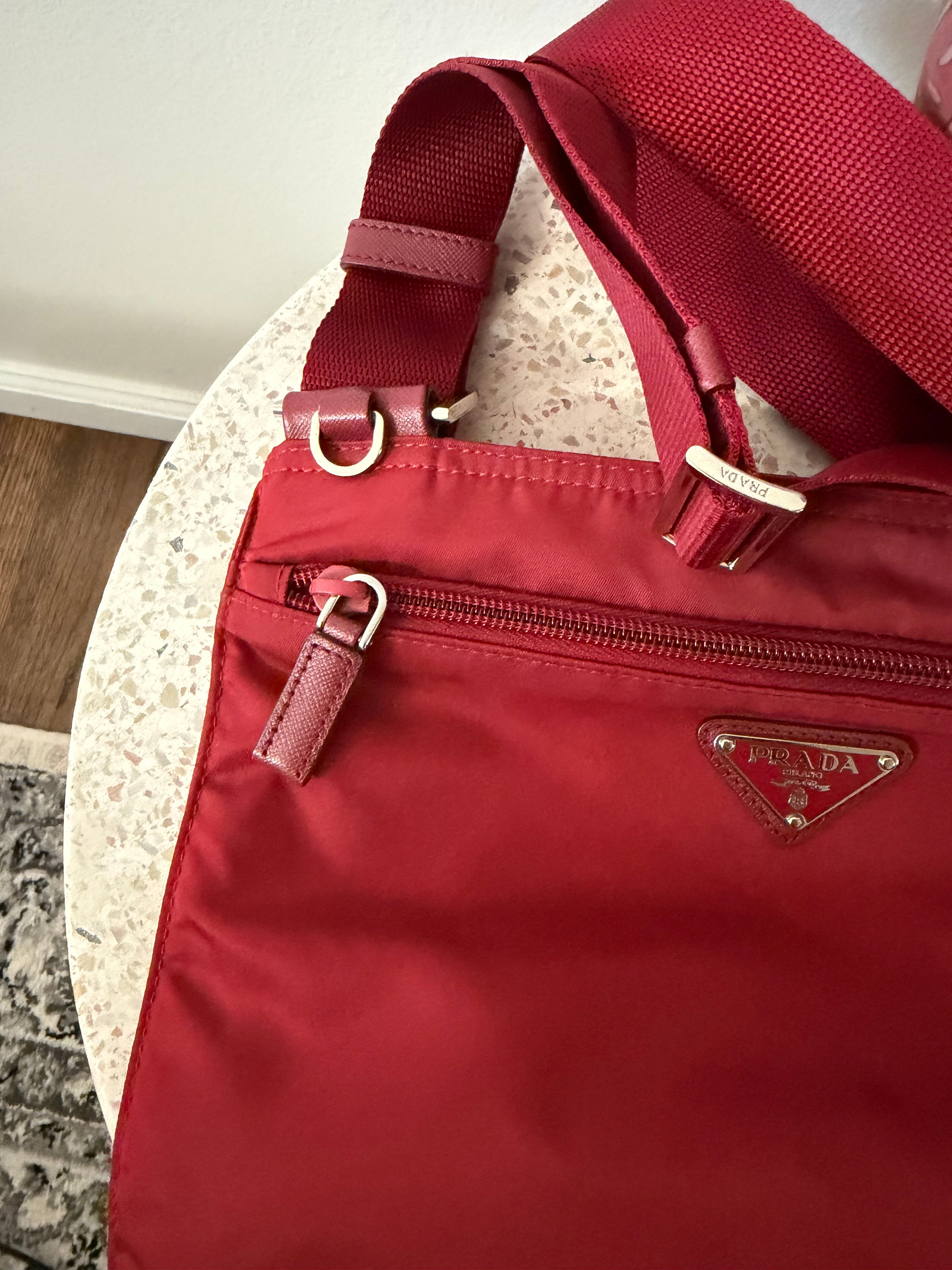 Prada Nylon Triangle Logo Vintage Messenger Bag