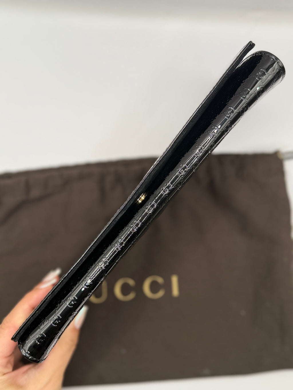 Gucci Microguccissima Broadway Patent Clutch