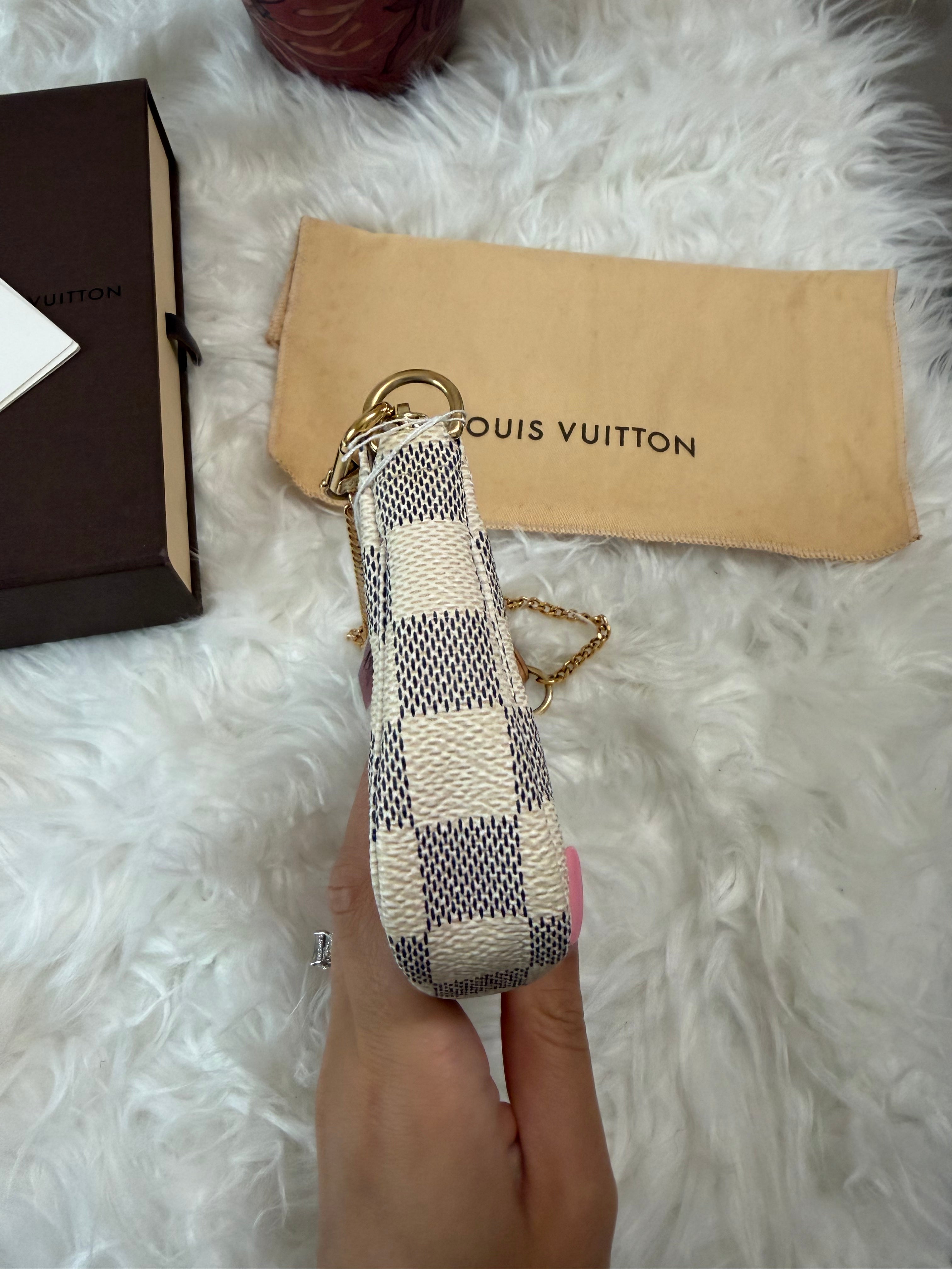 LOUIS VUITTON MINI POCHETTE DAMIER AZUR CANVAS LEATHER