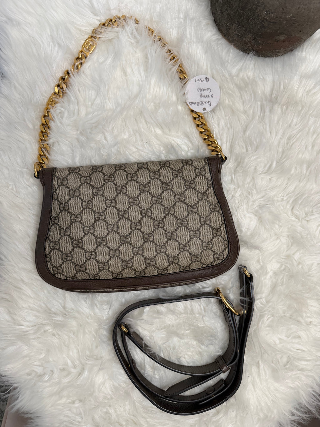 GUCCI BLONDIE NM CHAIN FLAP WITH LONGER STRAP IN CANVAS