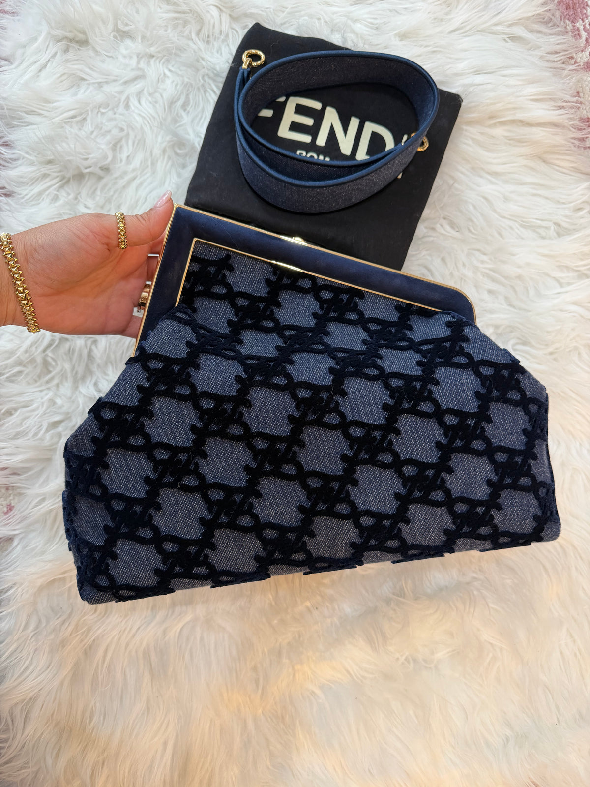 FENDI FIRST MEDIUM DENIM BAG