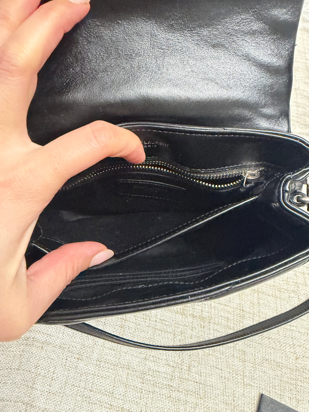 SAINT LAURENT Toy Loulou Calfskin Y Quilted Monogram Crossbody Bag