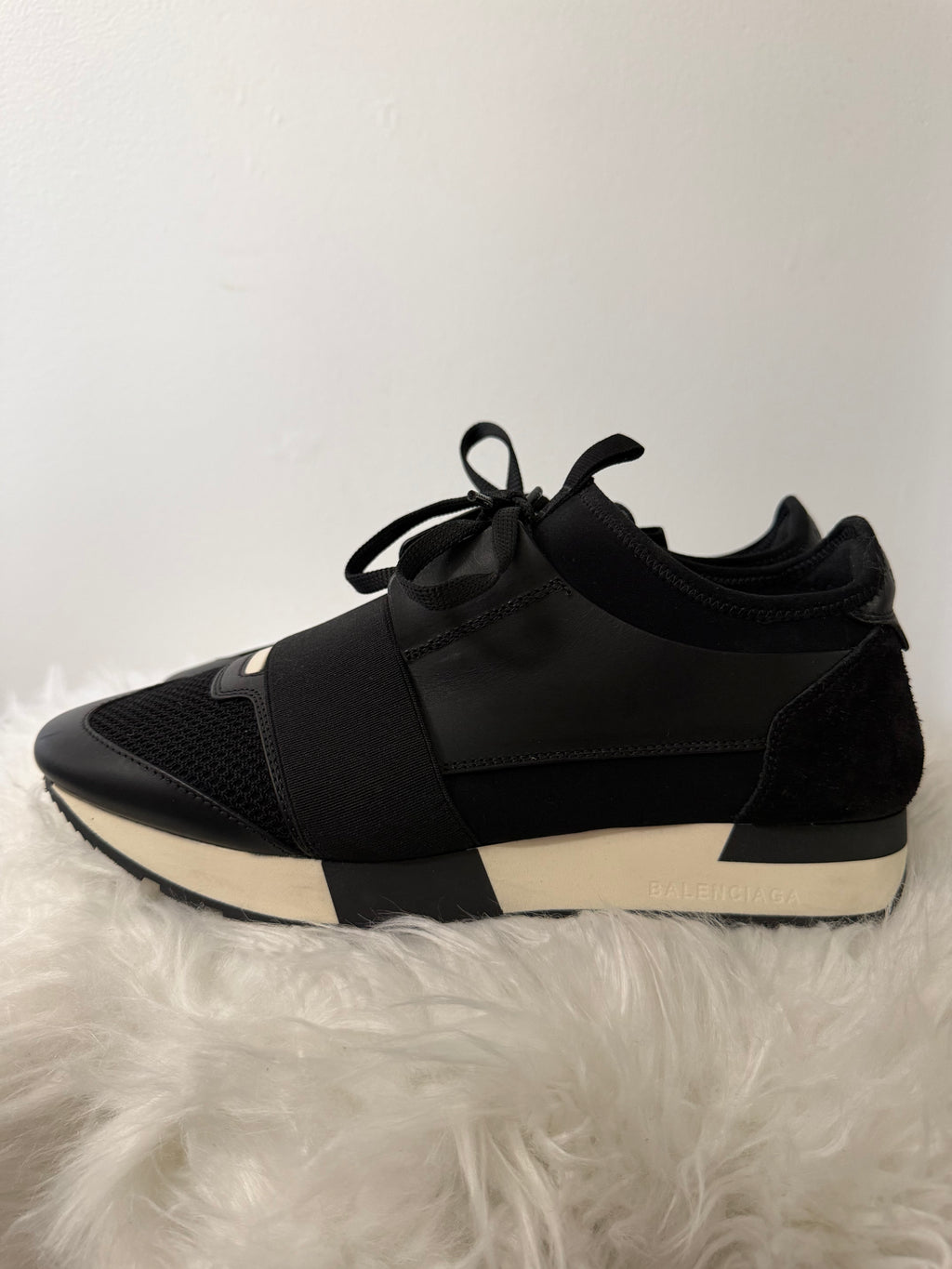 Balenciaga Race Runner mesh and leather sneakers